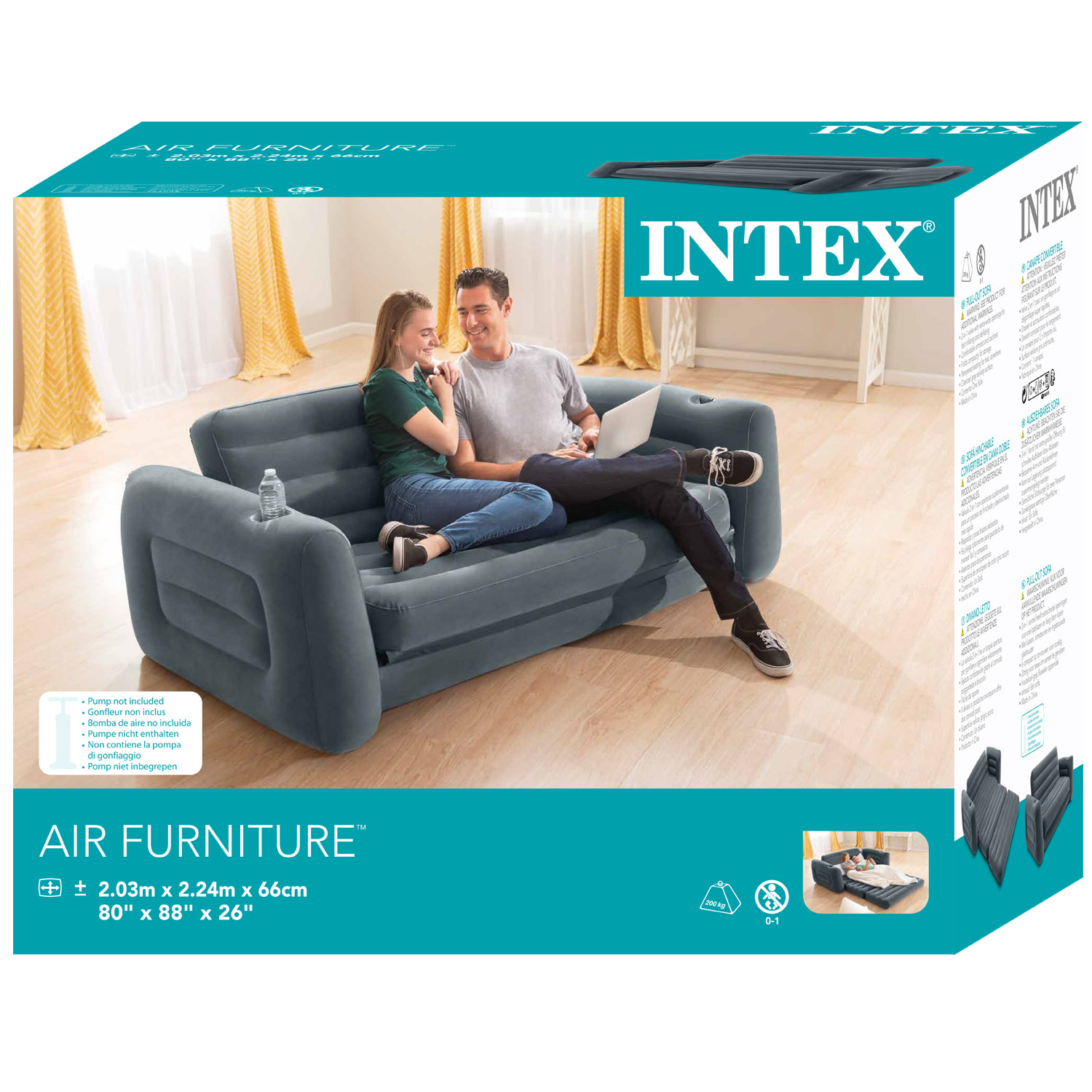INTEX Luftsofa 203 x 224 x 66 cm | ausziehbar | für 2 Personen