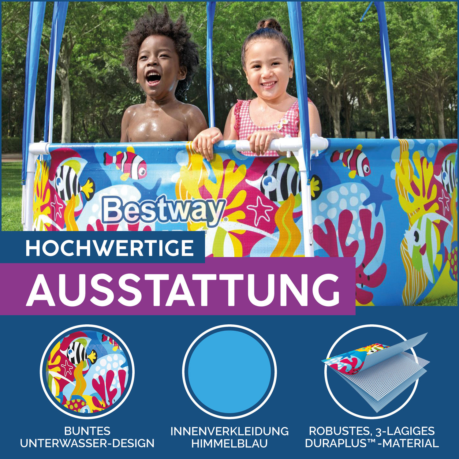 Bestway Frame Pool 183 x 51 cm Splash-in-Shade | Kinderpool mit Dach