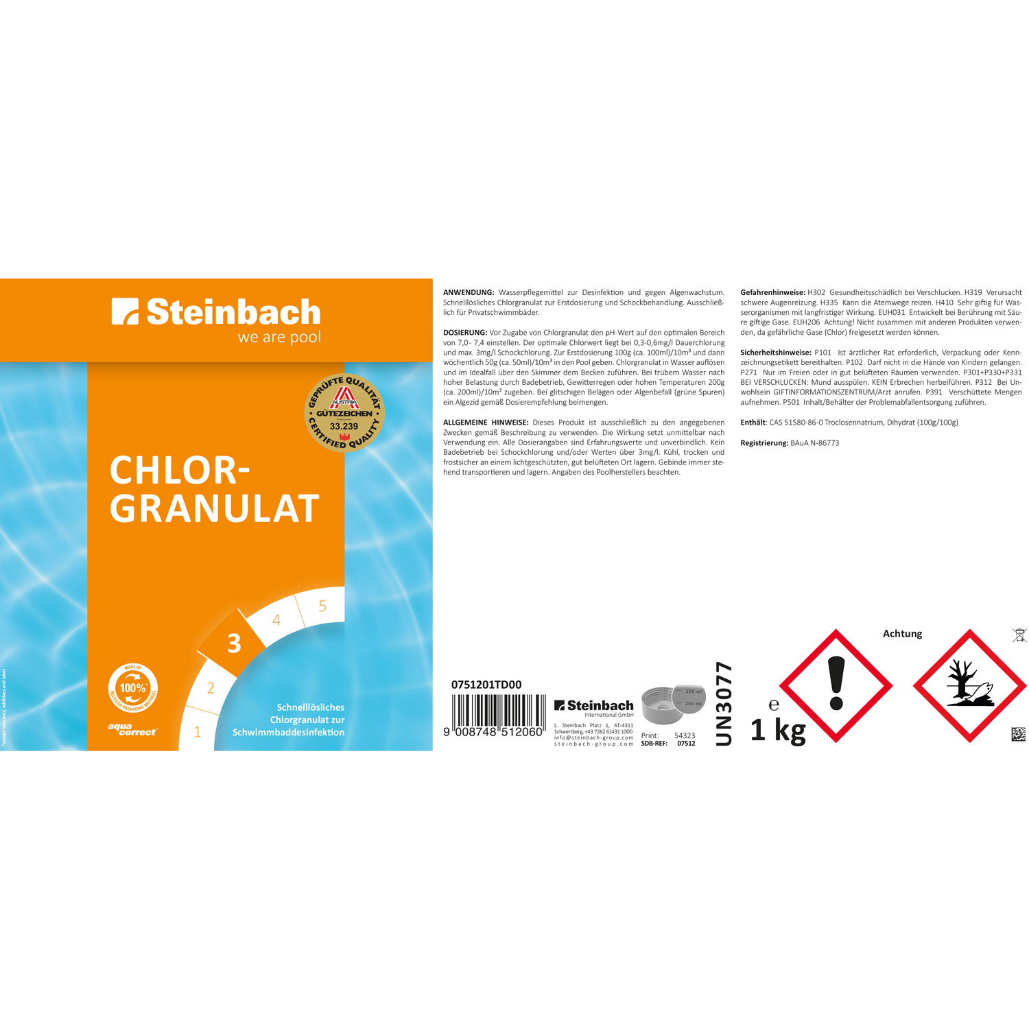 Steinbach Chlorgranulat | schnelllöslich | 1 kg