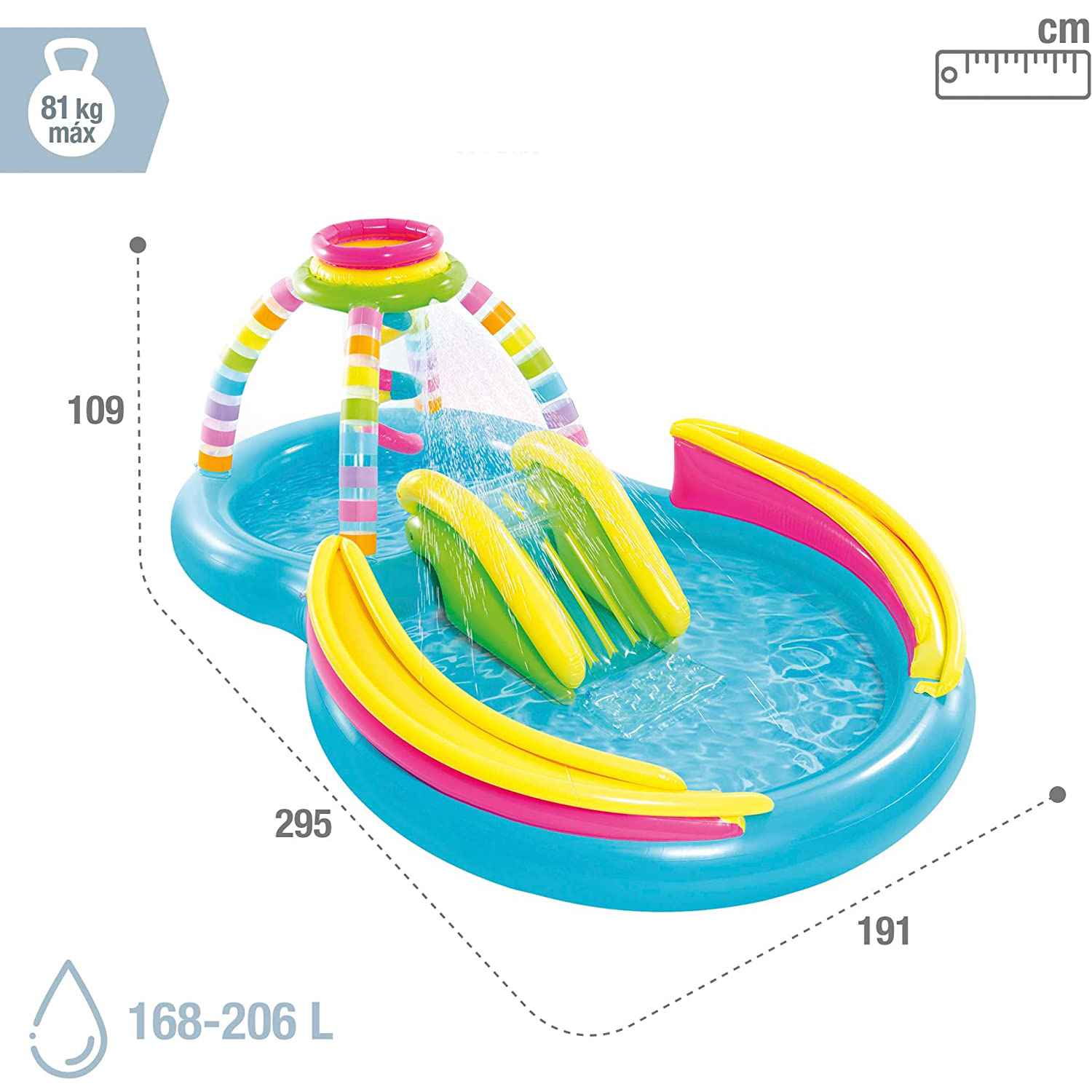 Intex Funnel Play Center Rainbow 295 x 191 x 109 cm mit Rutsche
