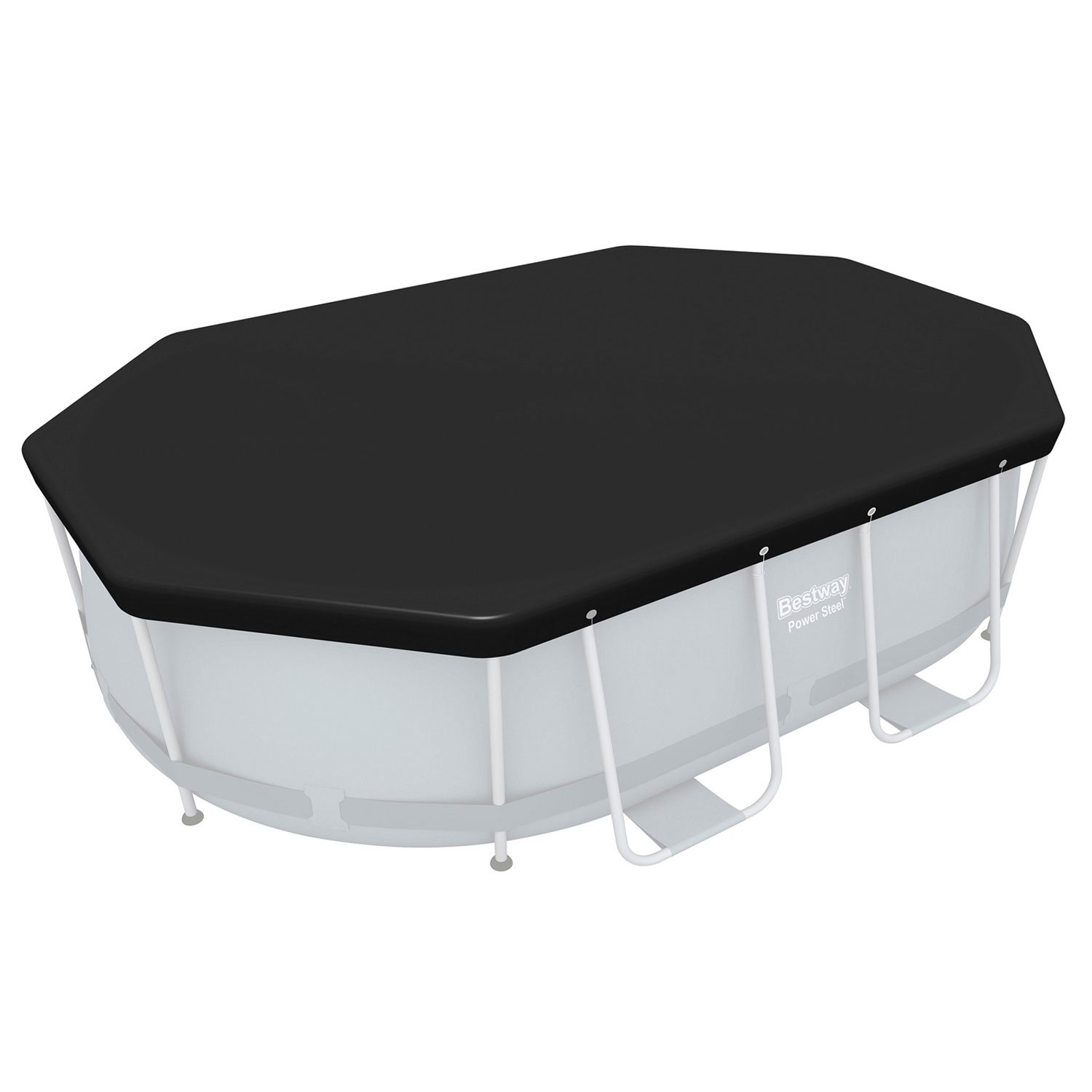 Bestway Abdeckplane 305 x 200 cm oval | schwarz | PVC Frame Pool Abdeckung