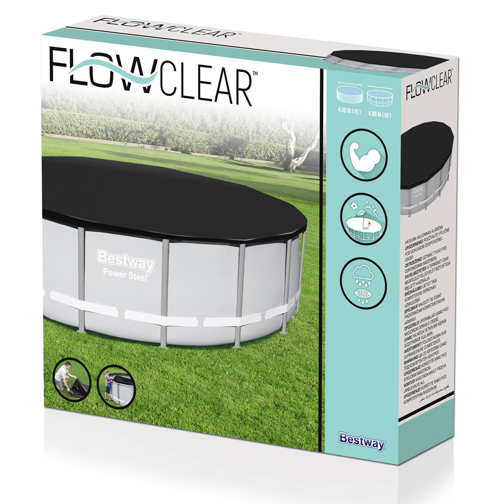 Bestway Poolabdeckung Flowclear Ø 488 cm rund | schwarz