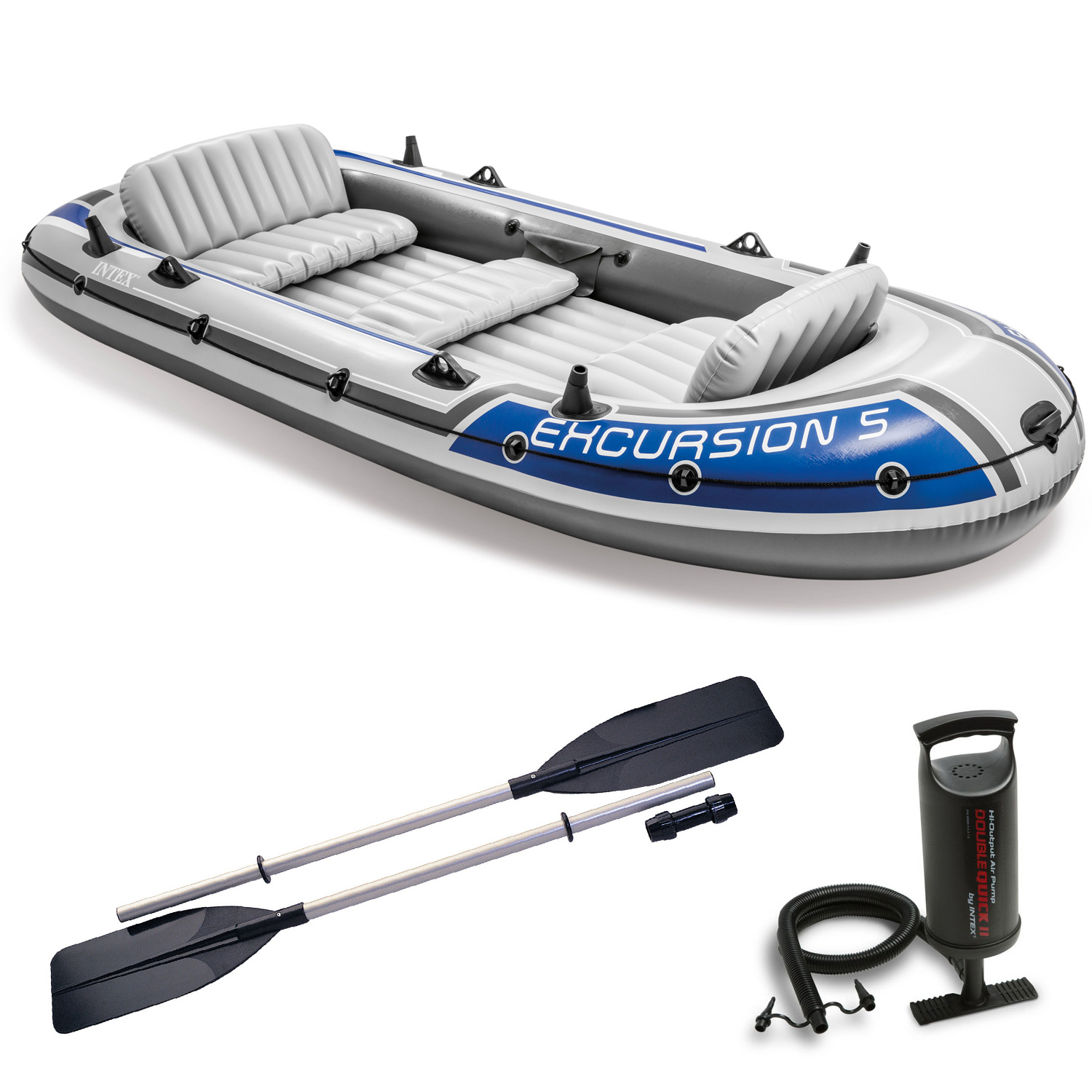 Intex Schlauchboot Excursion 5 Set | 366 x 168 x 43 cm | bis 600 kg