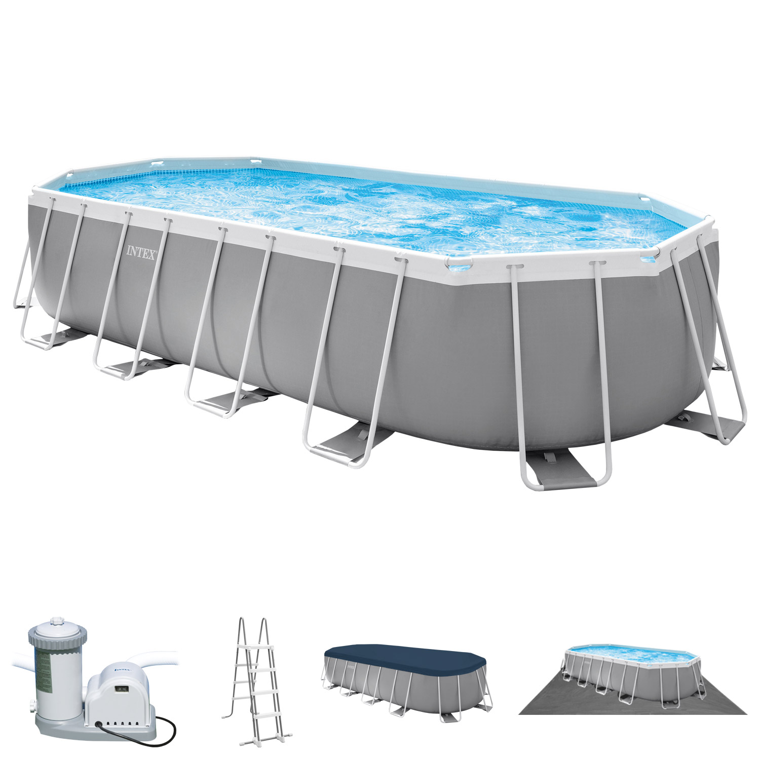 Intex Frame Pool 610 x 305 x 122 cm Komplettset | Ovalpool mit Zubehör