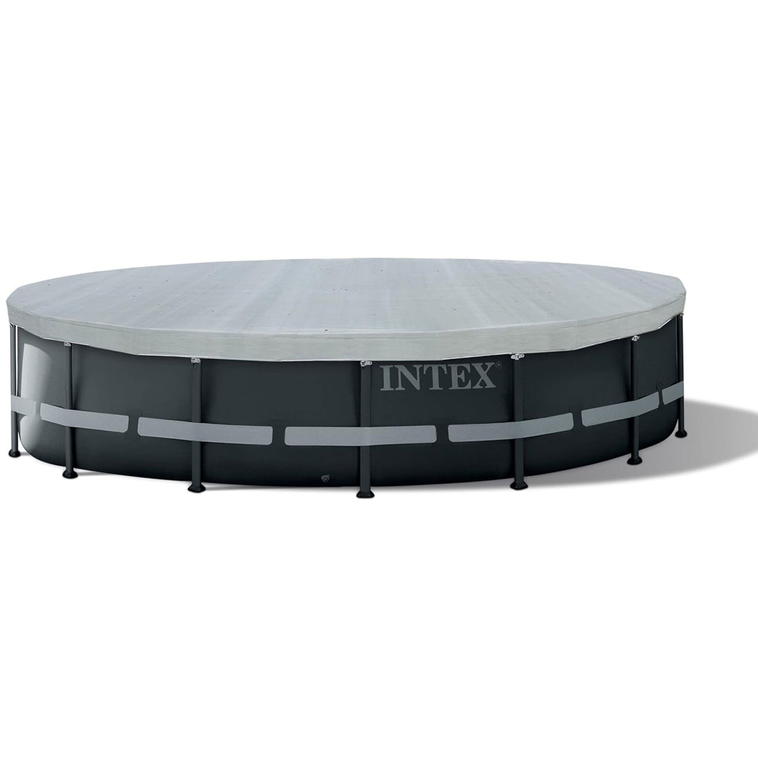 Intex Abdeckplane Ø 488 cm rund | grau | Vinyl Frame Pool Abdeckung