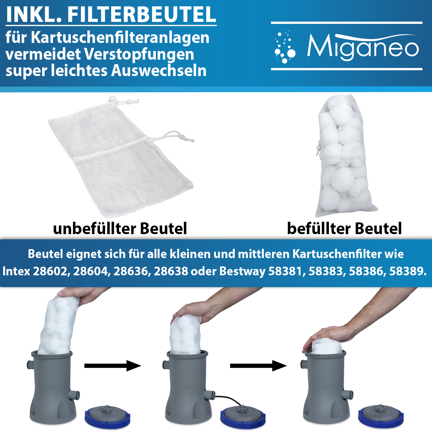 Miganeo Filter Balls mit Netz | 500 g