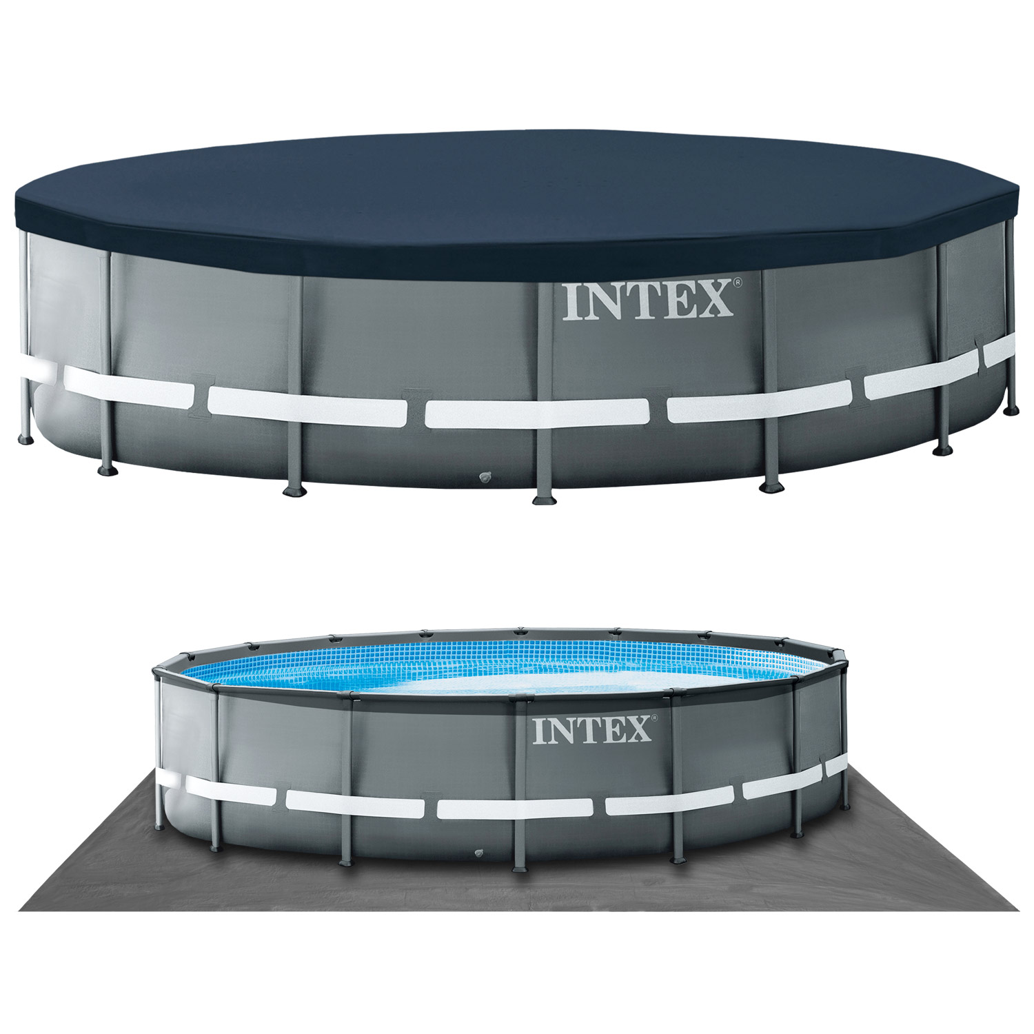Intex Frame Pool 488 x 122 cm Komplettset | Rundpool mit Zubehör