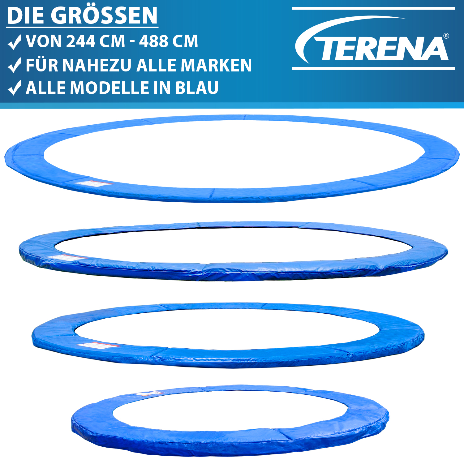 Terena Federabdeckung 244 cm Randabdeckung für Trampolin blau
