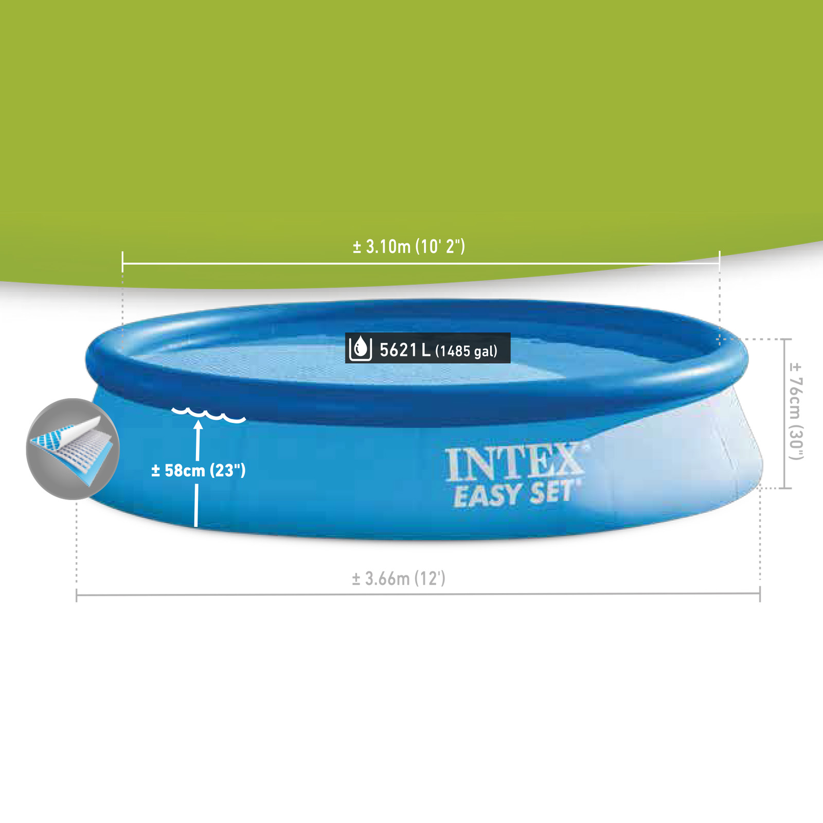 Intex Easy Pool 366 x 76 cm | Rundpool ohne Zubehör