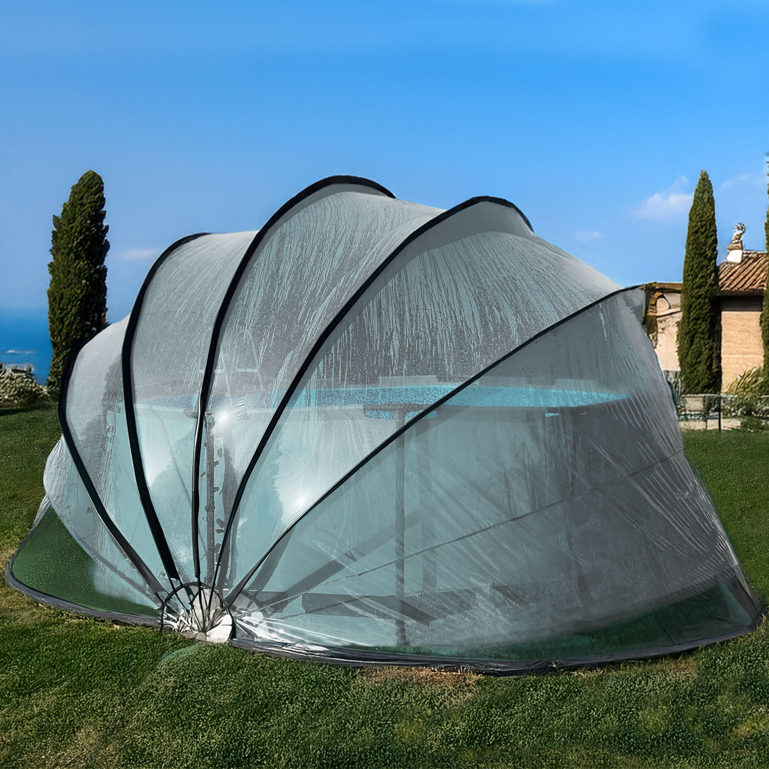 Miganeo Deluxe Cabrio Dome für Pools bis 366x132 cm | 240 cm hoch