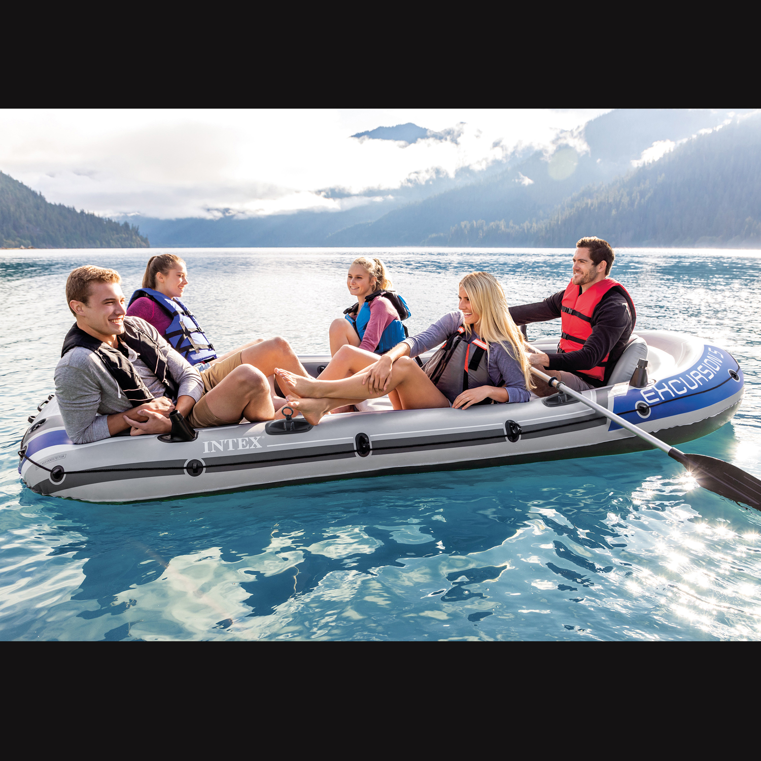Intex Schlauchboot Excursion 5 Set | 366 x 168 x 43 cm | bis 600 kg