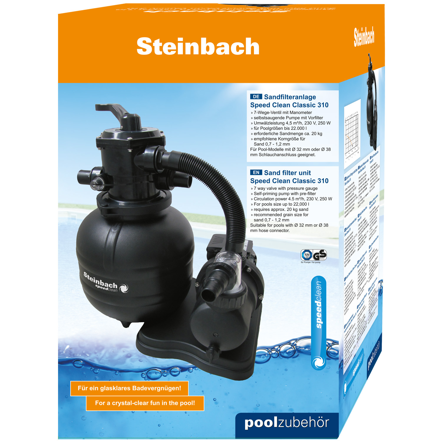 Steinbach Sandfilteranlage Classic 310 Speed Clean | schwarz | 7,0 m³/h Leistung