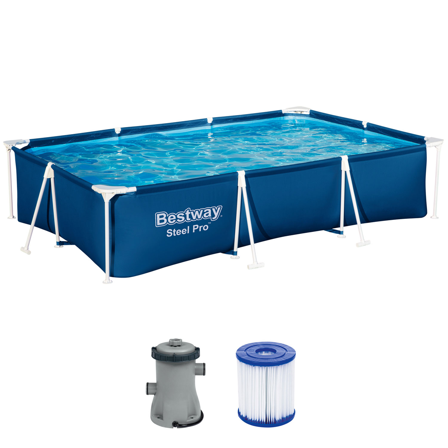 Bestway Frame Pool 300 x 201 x 66 cm | Kinderpool mit Kartuschenfilteranlage