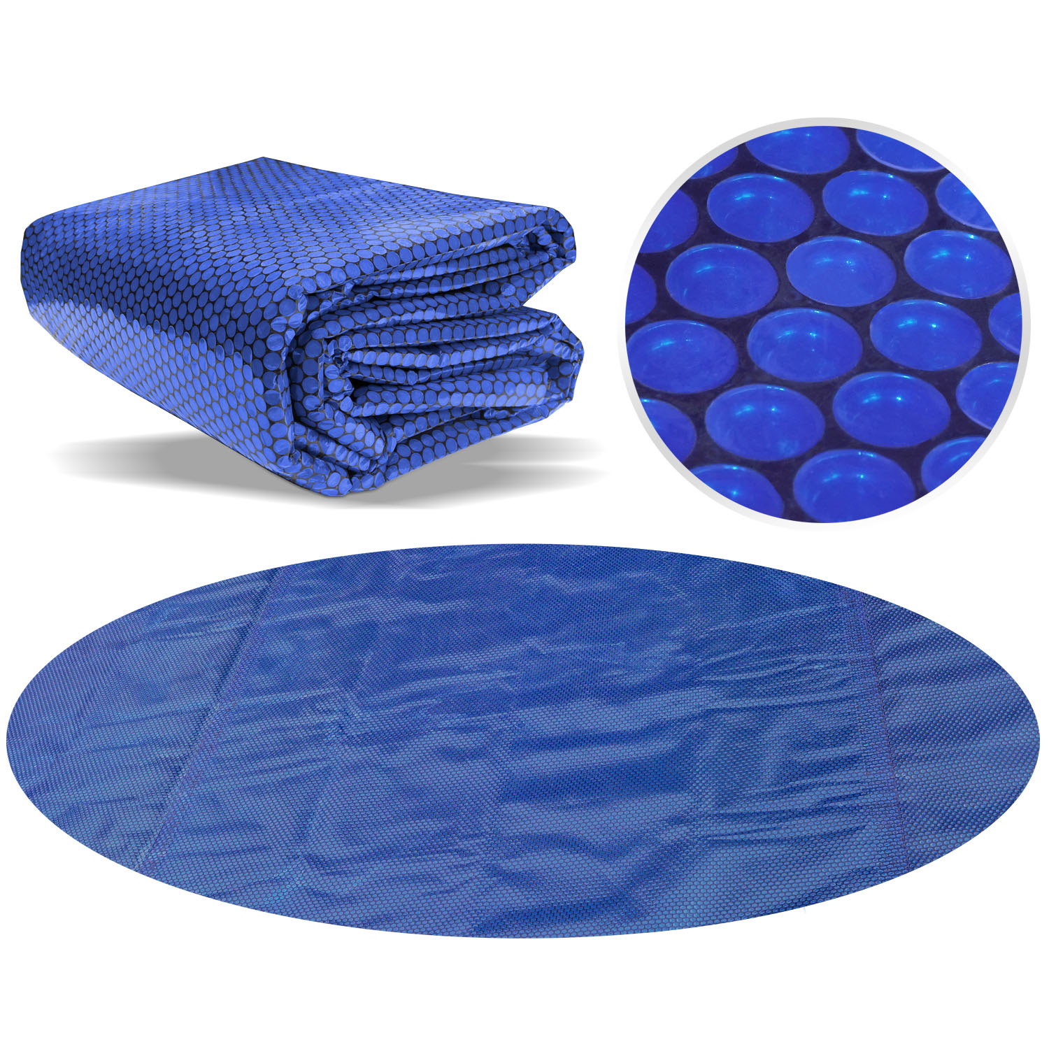 Poolpanda Pool Solarfolie Ø 366 cm Elite rund | 400 my | schwarz/blau | 15 mm Luftblasen