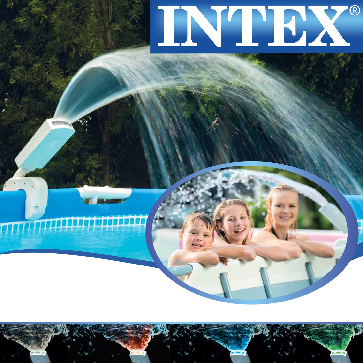Intex Wasserfontäne | LED Multi-Color 4-farbig | für Pumpen mit 3.785 - 11.355 l/h Leistung