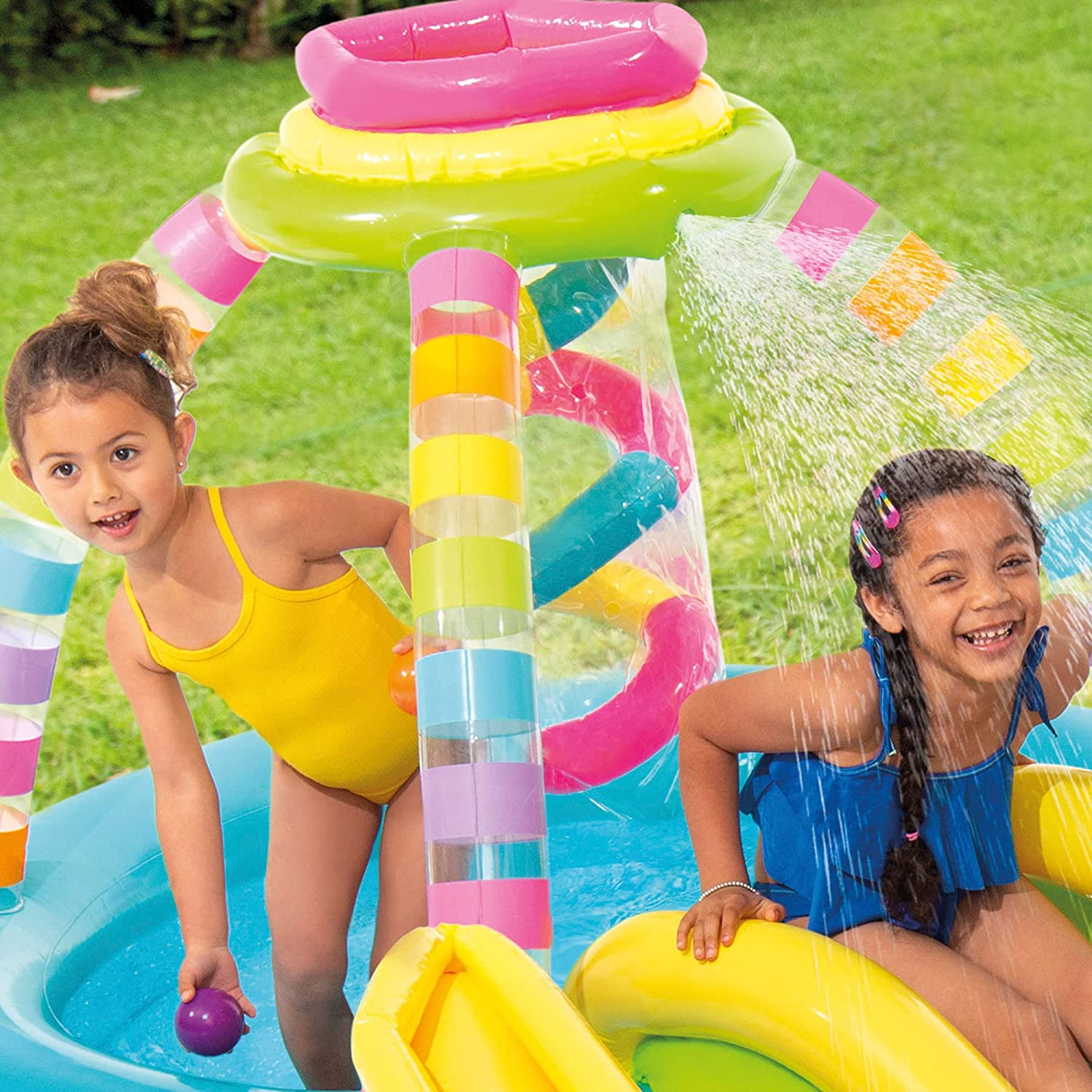 Intex Funnel Play Center Rainbow 295 x 191 x 109 cm mit Rutsche