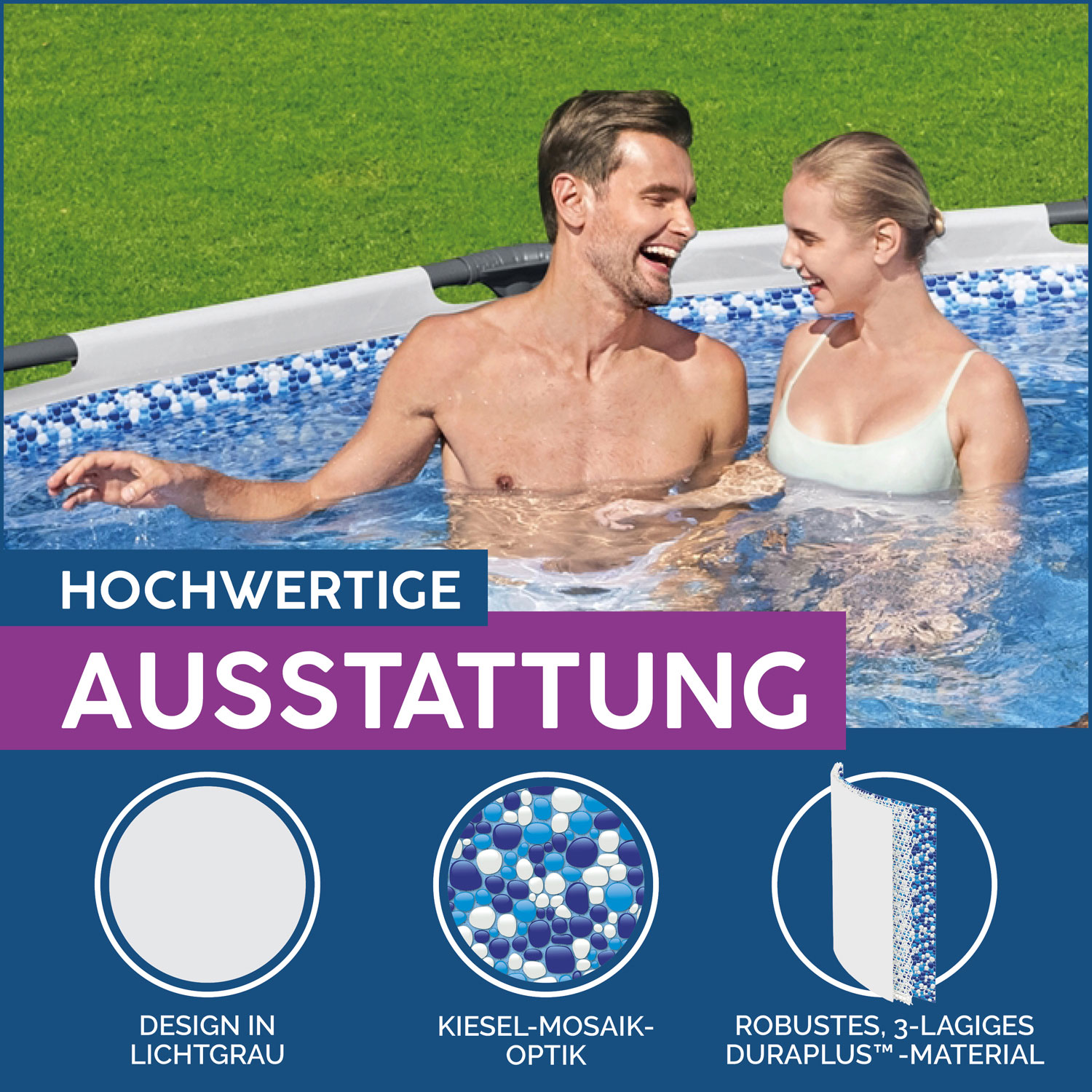 Bestway Frame Pool 366 x 122 cm Komplettset | Rundpool mit Zubehör