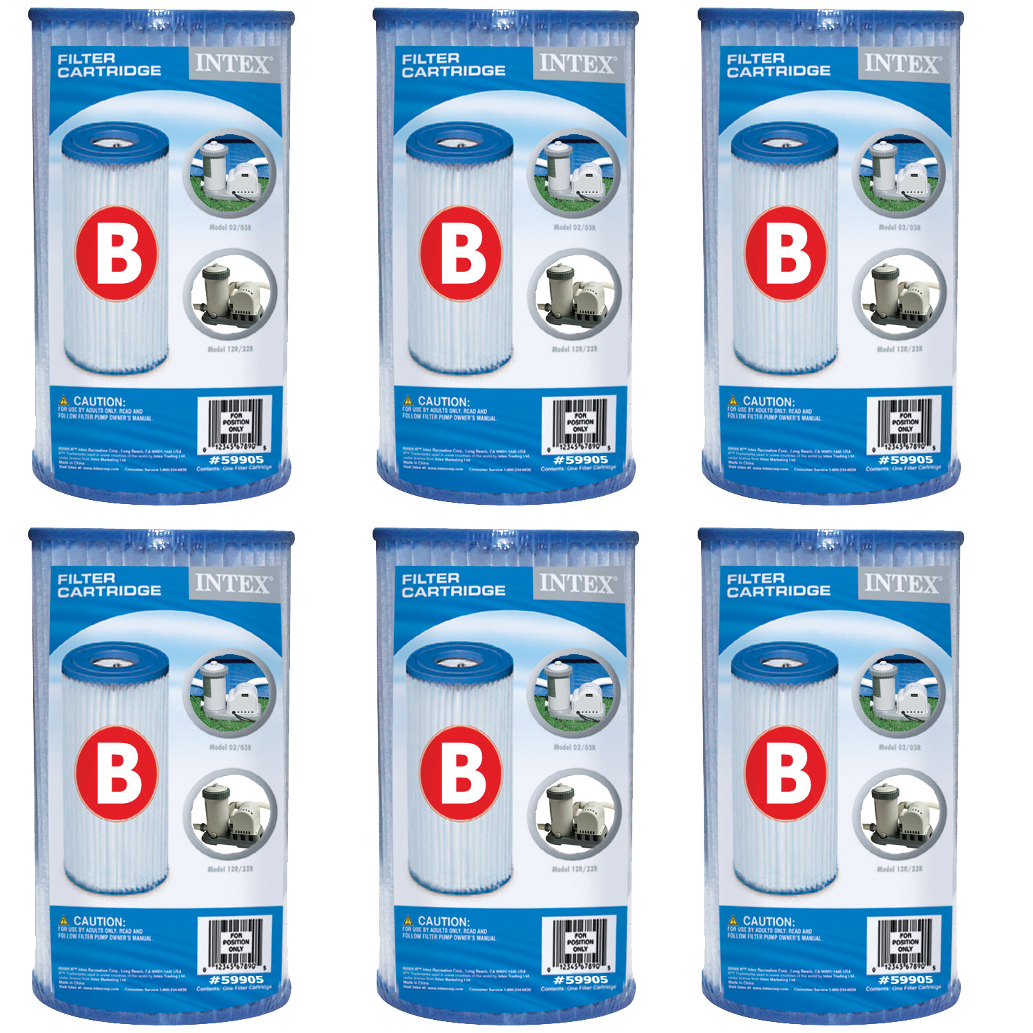 Intex Filterkartuschen Typ B | für Intex Kartuschenfilteranlagen Typ B | 6 Stück