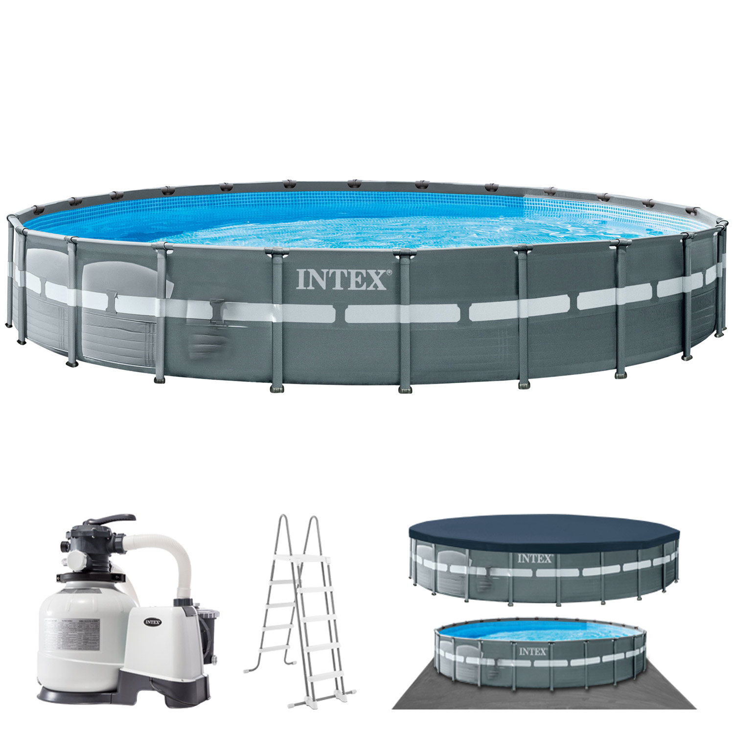 Intex Frame Pool 732 x 132 cm Komplettset | Rundpool mit Zubehör