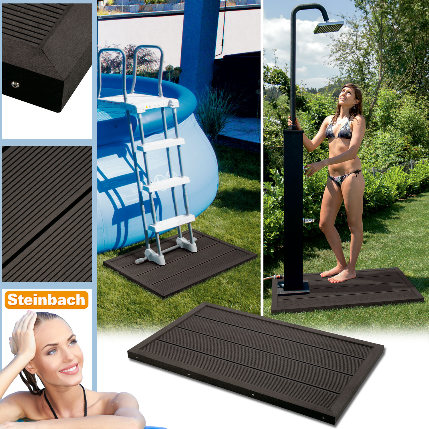 Steinbach Outdoor-Bodenelement | 101 x 63 x 5,5 cm | für Leitern & Solarduschen