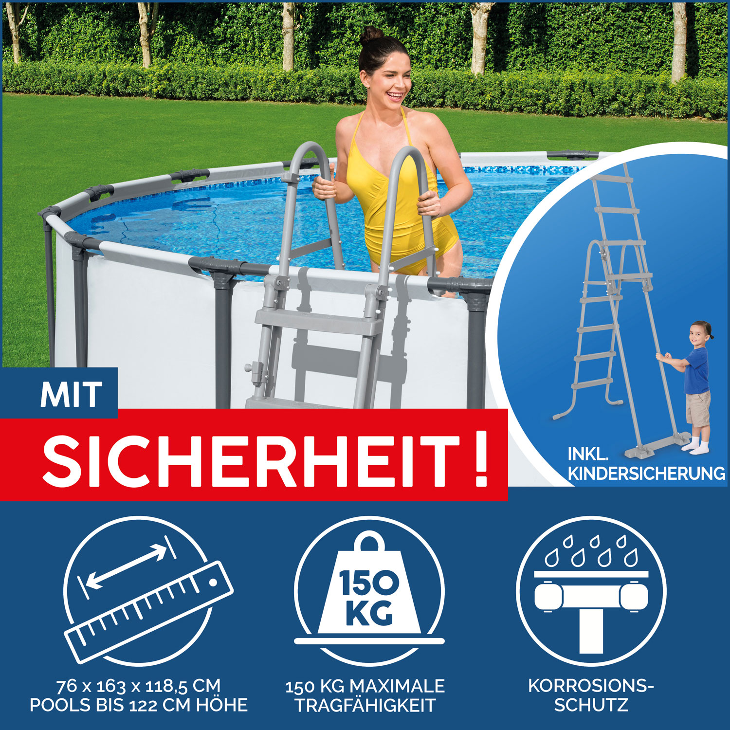 Bestway Frame Pool 366 x 122 cm Komplettset | Rundpool mit Zubehör