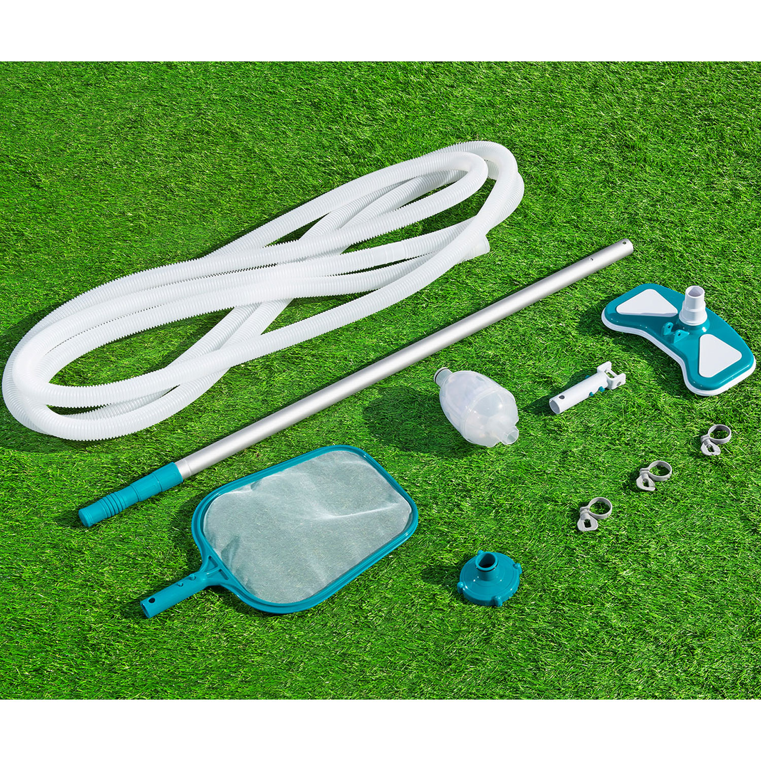 Bestway Pool Reinigungs-Set AquaClean Basic | für Pumpen ab 2000 l/h Leistung | inkl. Kescher