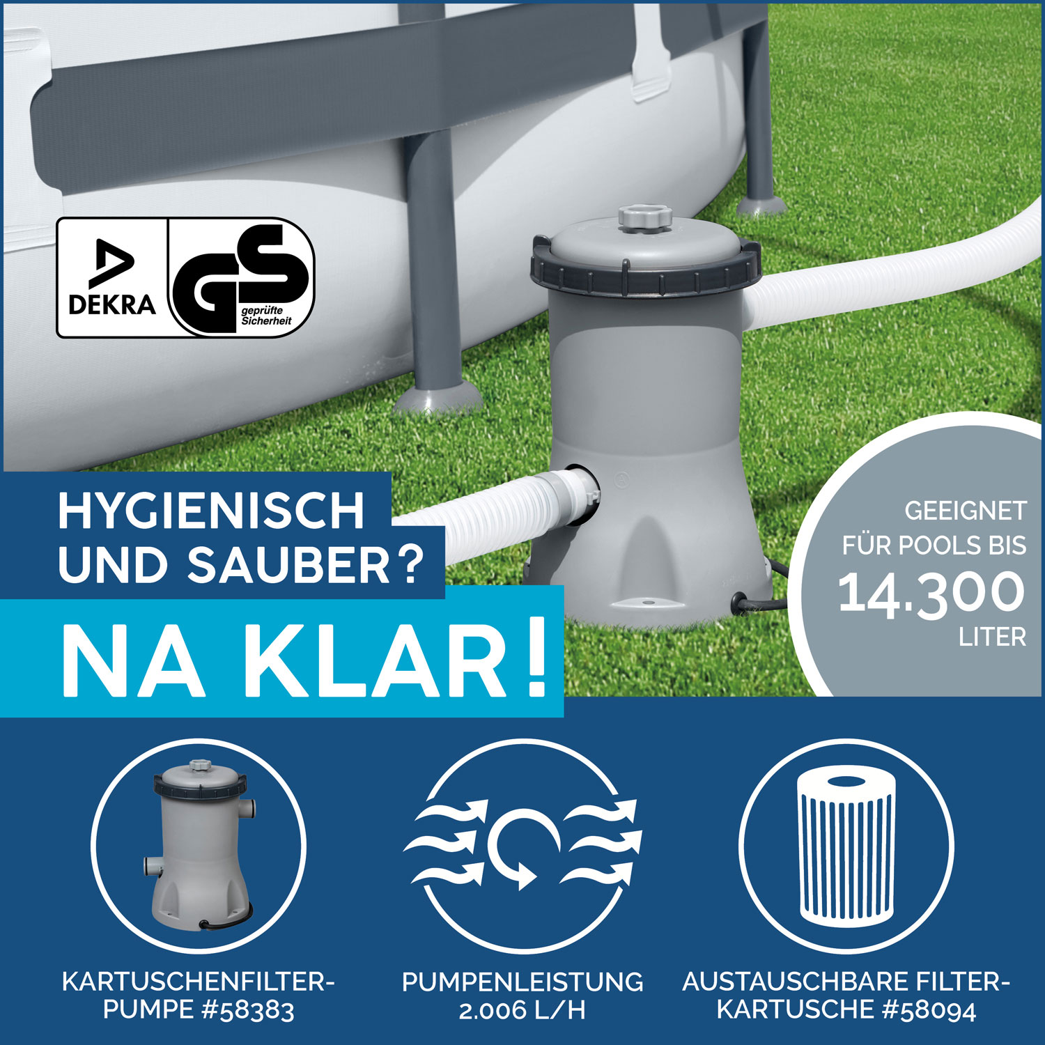 Bestway Frame Pool 366 x 122 cm Komplettset | Rundpool mit Zubehör