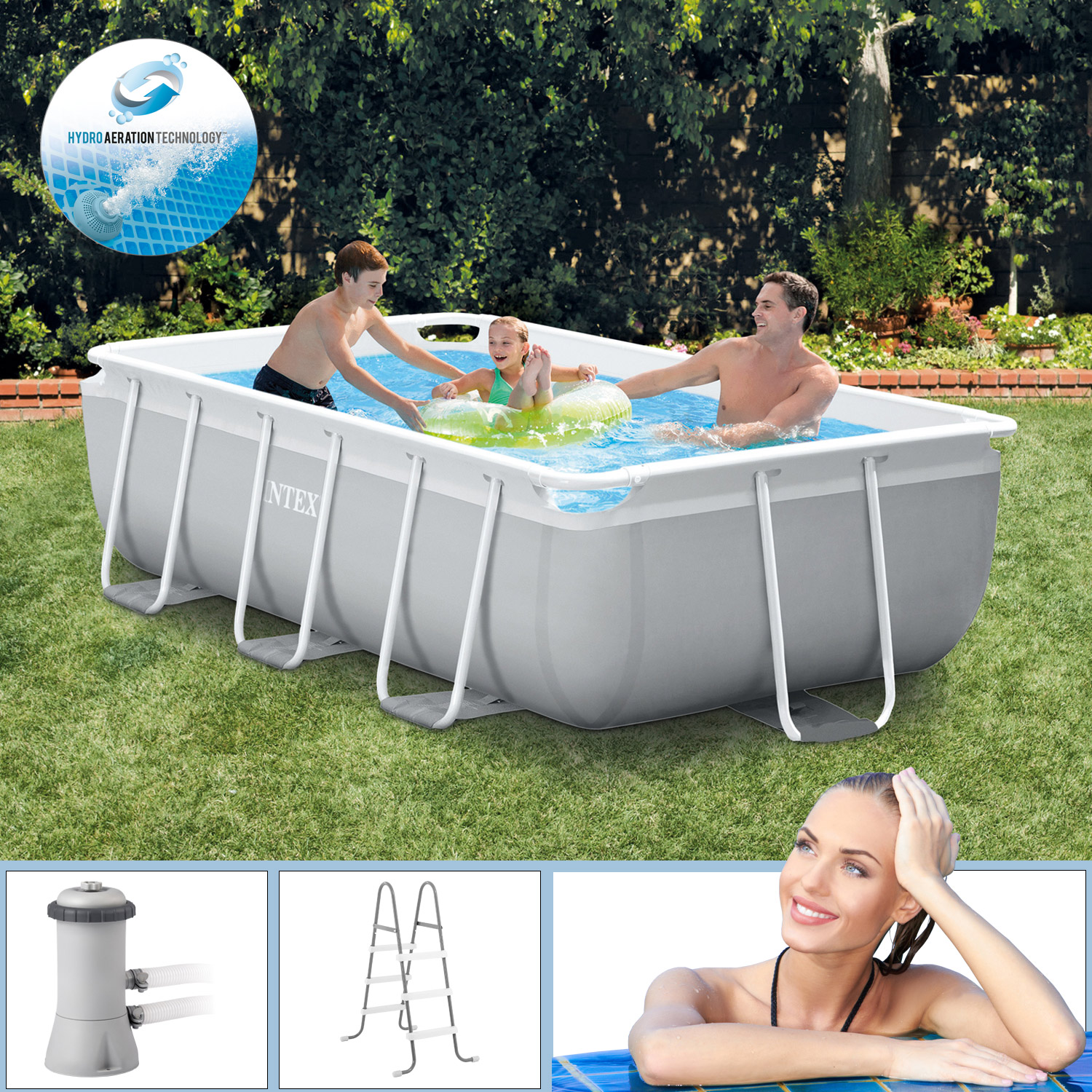Intex Frame Pool Set Prism Quadra 300 x 175 x 80 cm | Rechteckpool Set