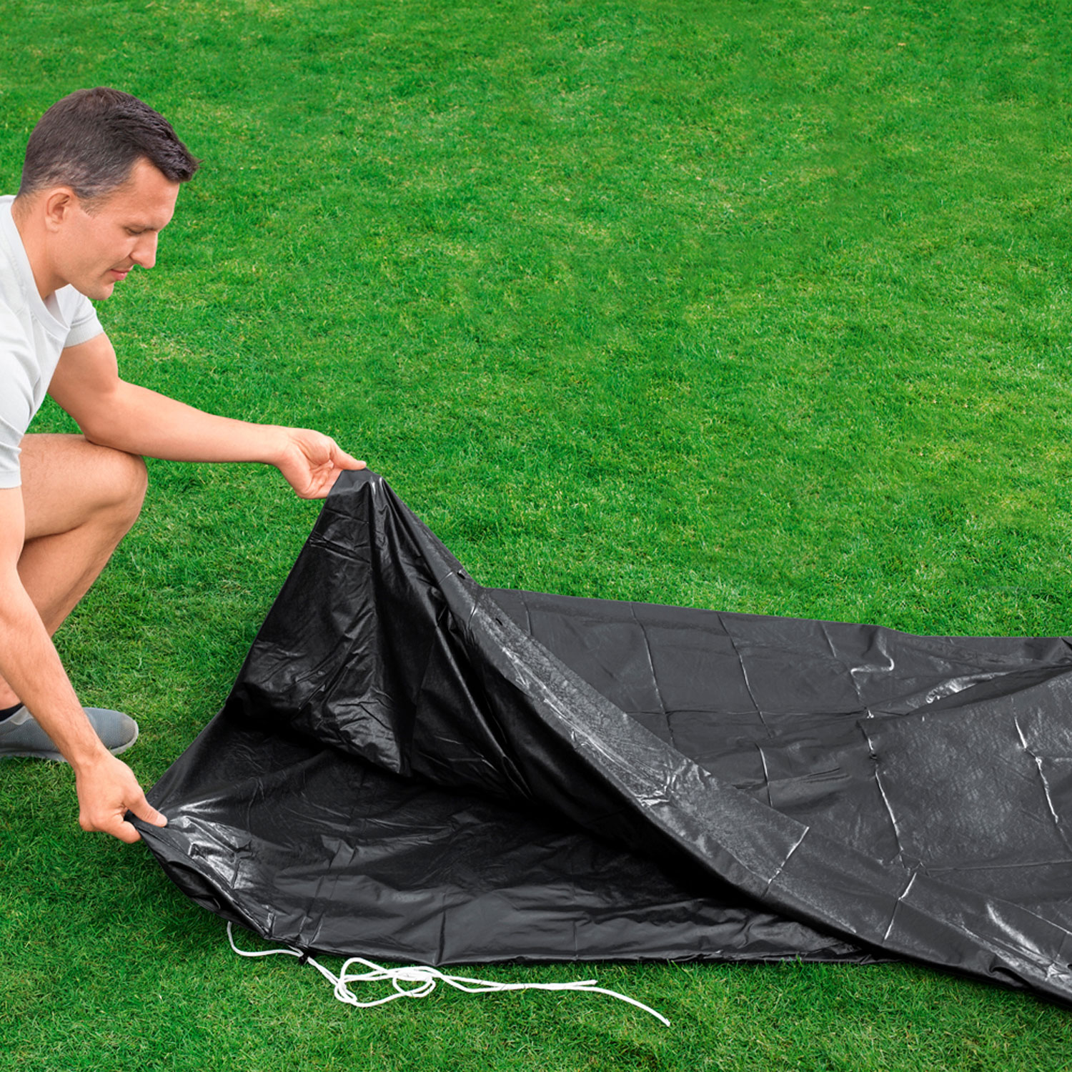 Bestway Abdeckplane Ø 366 cm rund | schwarz | PVC Frame Pool Abdeckung
