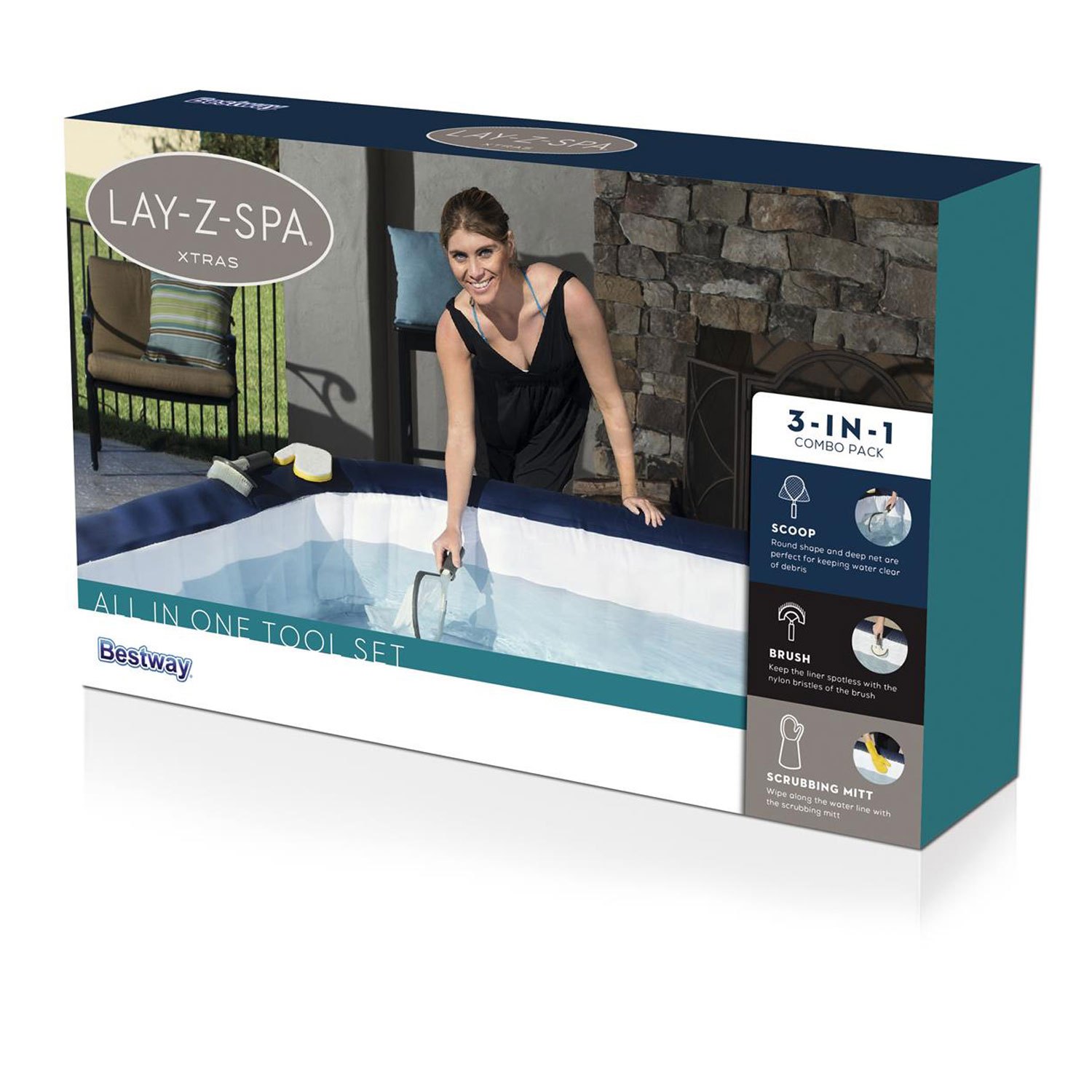 Bestway Whirlpool Reinigungs-Set All In One Lay-Z-Spa | Bürste - Handschuh - Kescher