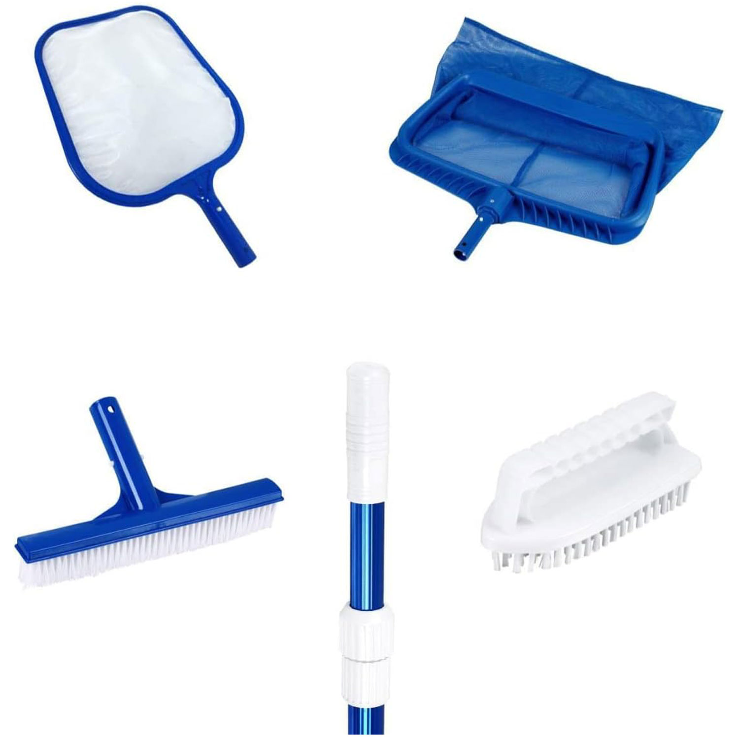 Poolpanda Poolreiniger Set XS | Poolkescher feinmaschig - Poolbürste - Teleskopstange