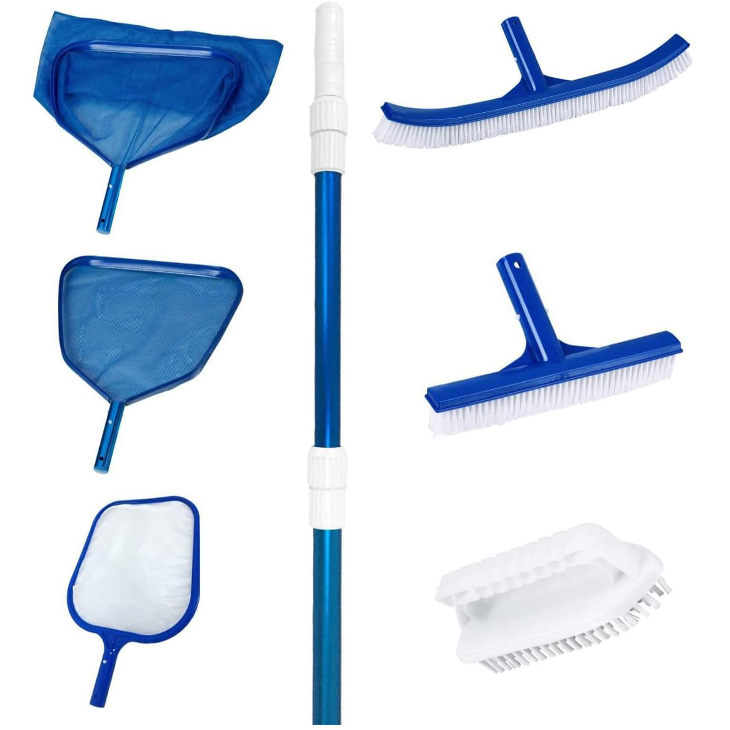 Poolpanda Poolreiniger Set XL Pro | Poolkescher feinmaschig Poolbürste Teleskopstange