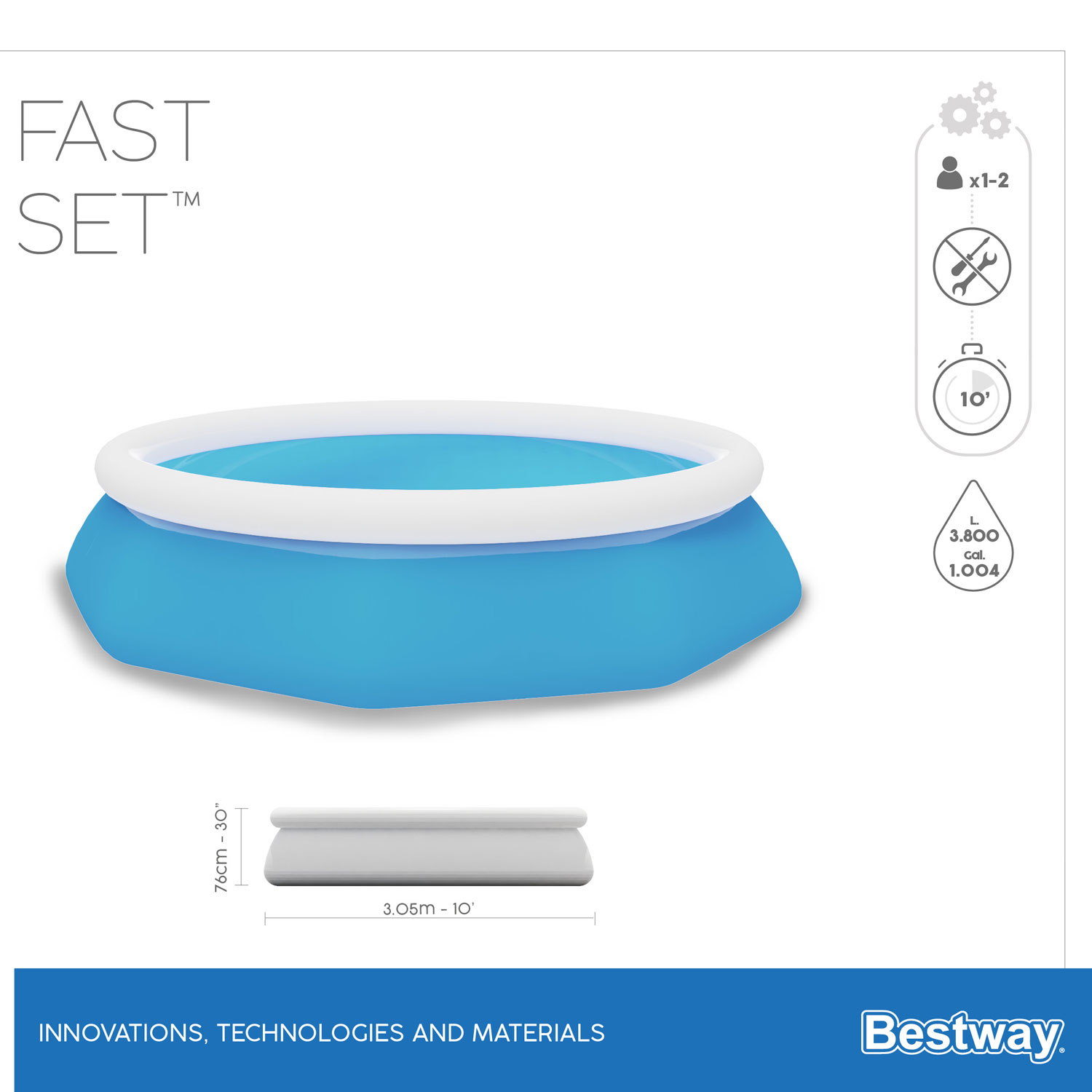 Bestway Fast Set Pool 305 x 76 cm | Kinderpool ohne Zubehör