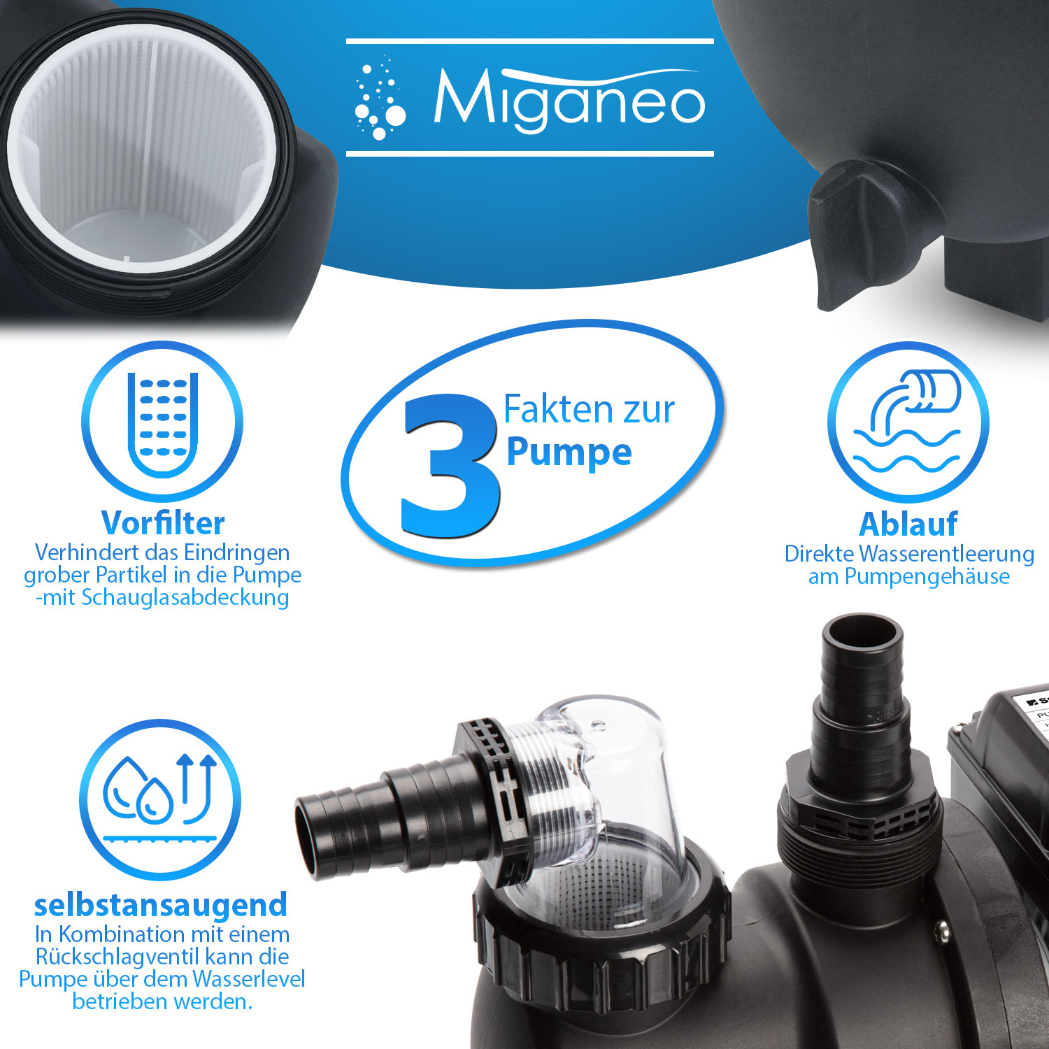 Miganeo Sandfilteranlage Dynamic 8000 Pro | 370 mm Kessel | 8,0 m³/h Leistung