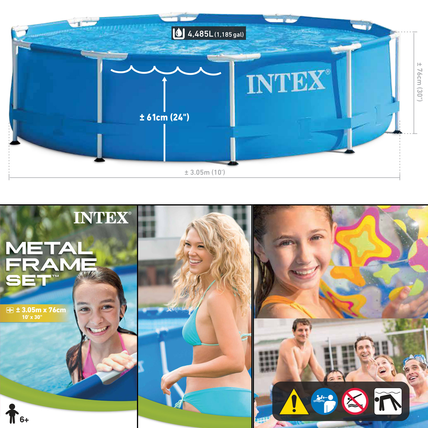 Intex Frame Pool 305 x 76 cm | Rundpool ohne Zubehör