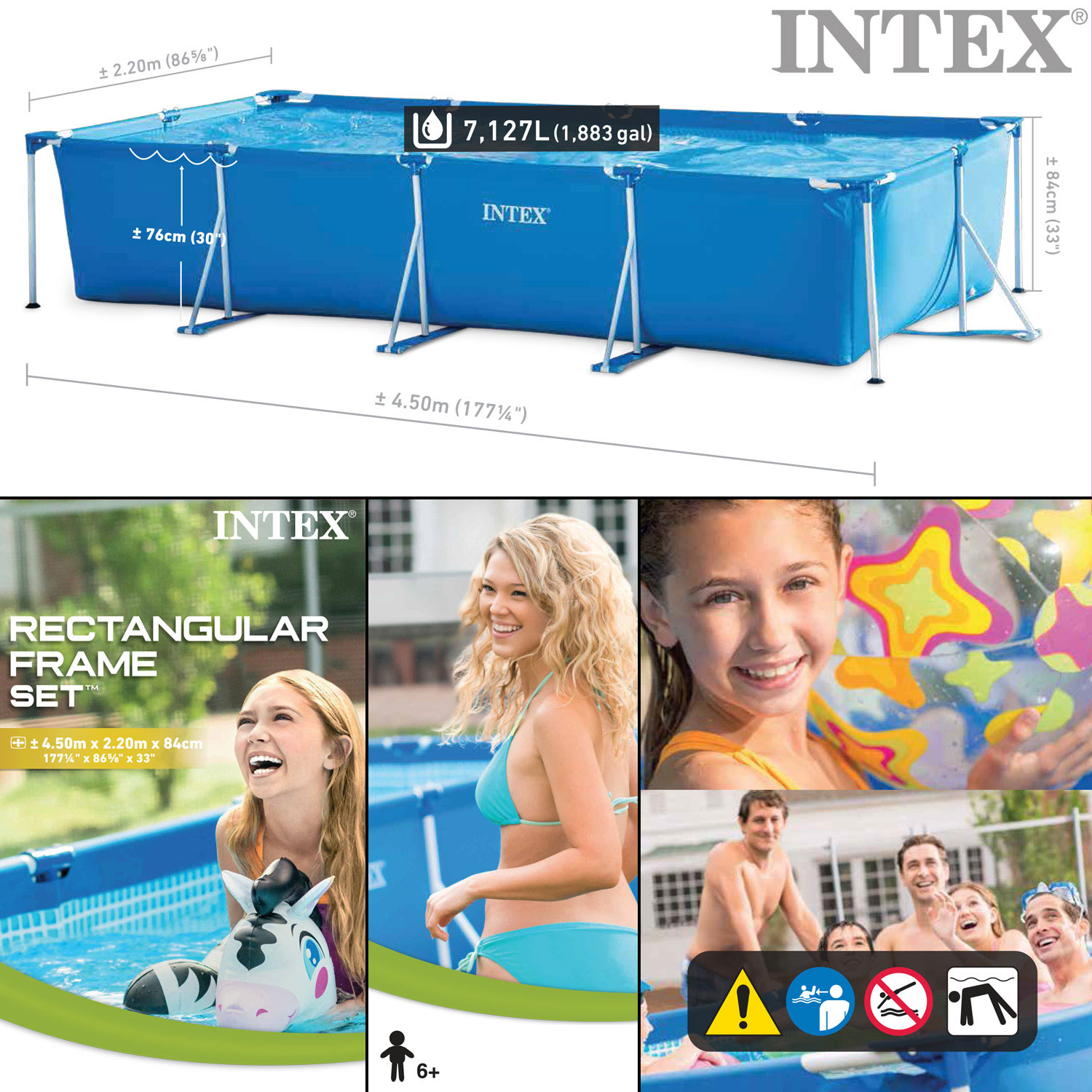 Intex Frame Pool 450 x 220 x 84 cm | Kinderpool ohne Zubehör