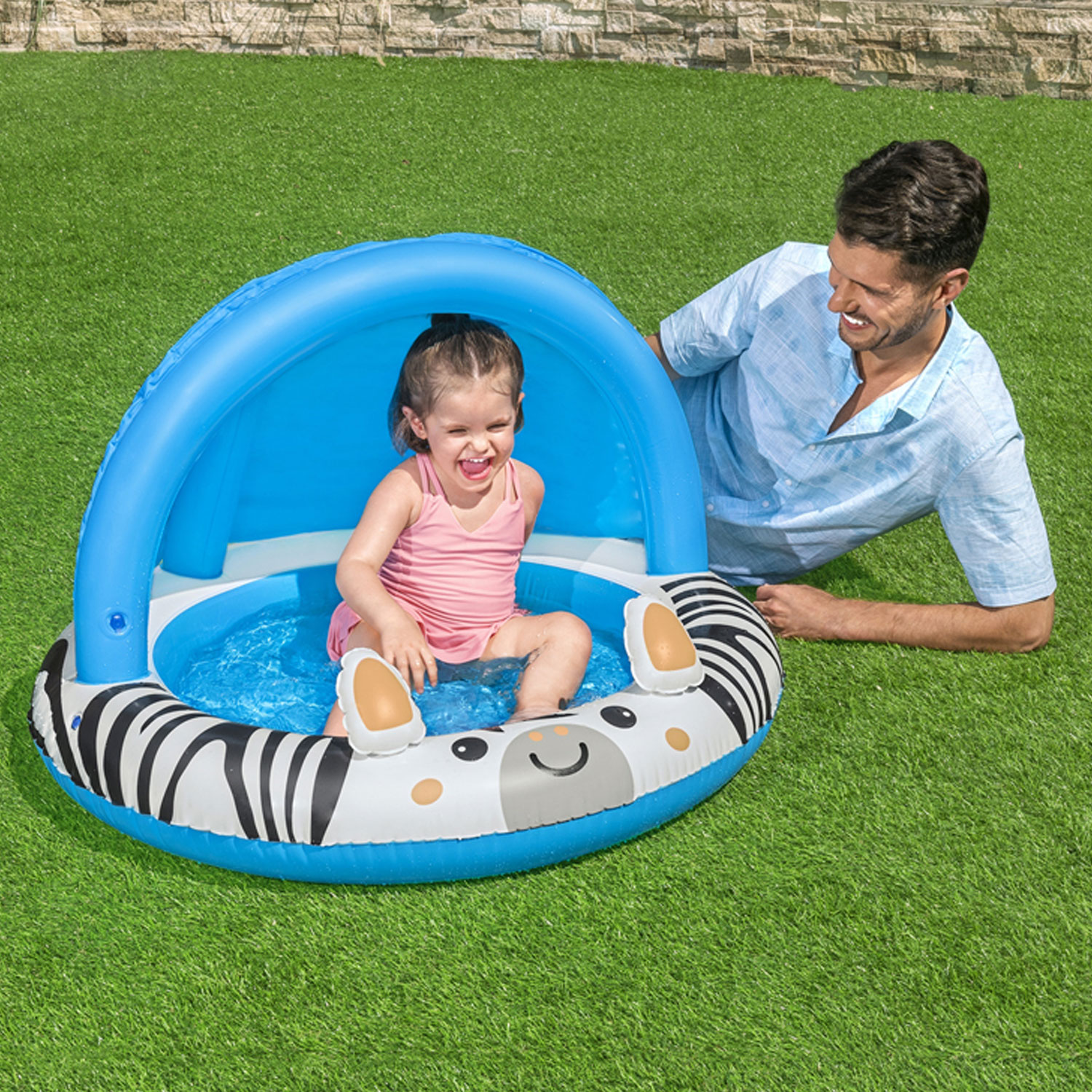 Bestway Planschbecken Ø 97 x 66 cm Safari | mit Sonnendach