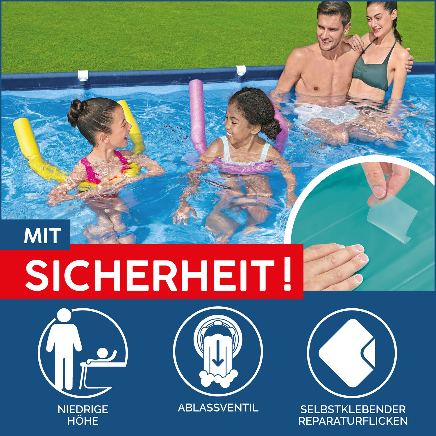 Bestway Frame Pool 300 x 201 x 66 cm | Kinderpool mit Kartuschenfilteranlage