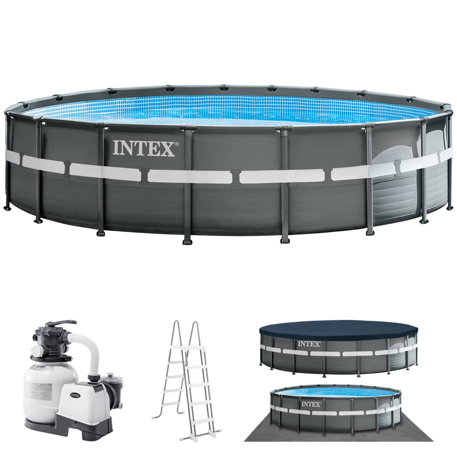 Intex Frame Pool 549 x 132 cm Komplettset | Rundpool mit Zubehör