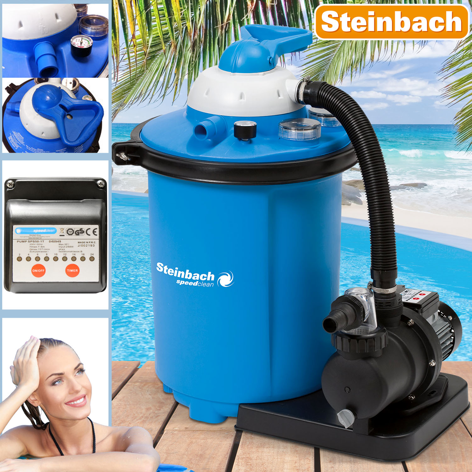 Steinbach Sandfilteranlage Comfort 75 Speed Clean | 9,5 m³ Leistung