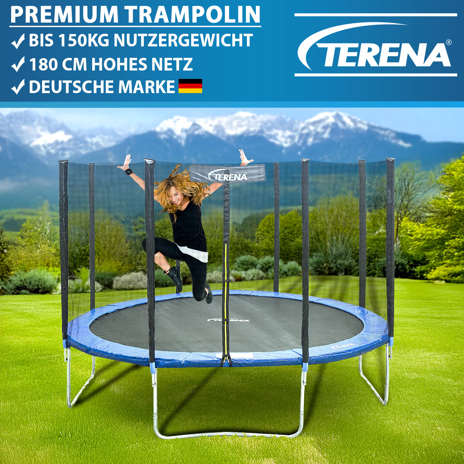 Terena Trampolin ø 305 cm mit Sicherheitsnetz | bis 150 kg