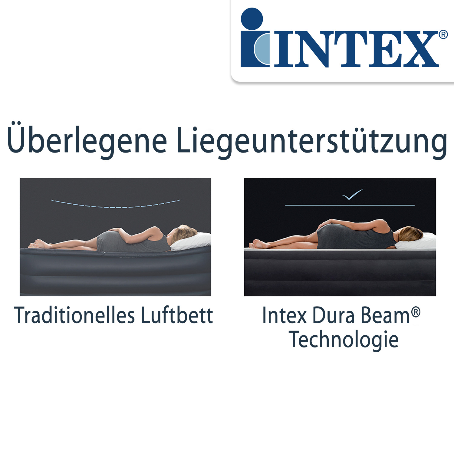 Intex Luftbett 236 x 152 x 86 cm | mit integrierter Elektropumpe | für 2 Personen