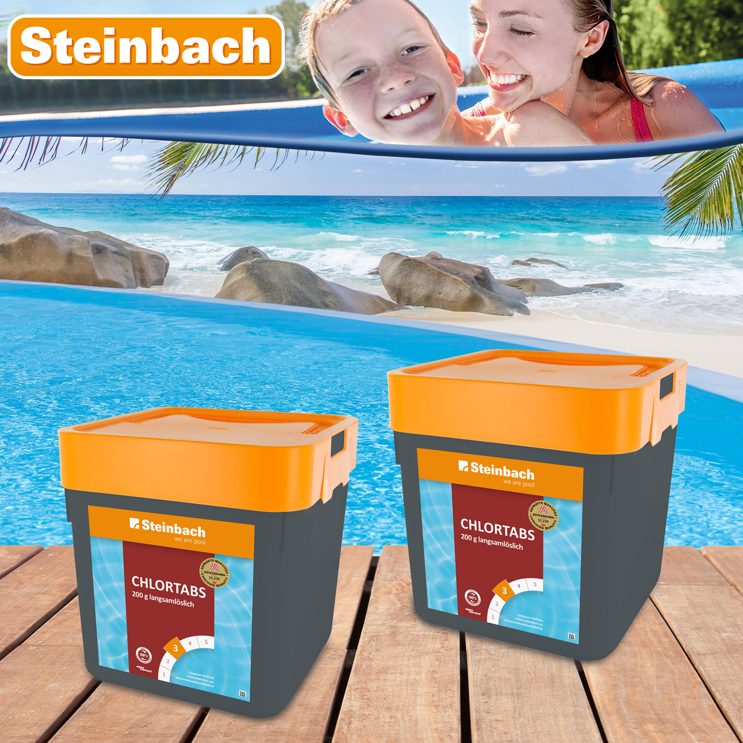 Steinbach Chlortabs | langsamlösliche 200 g Tabletten | 2 x 5 kg