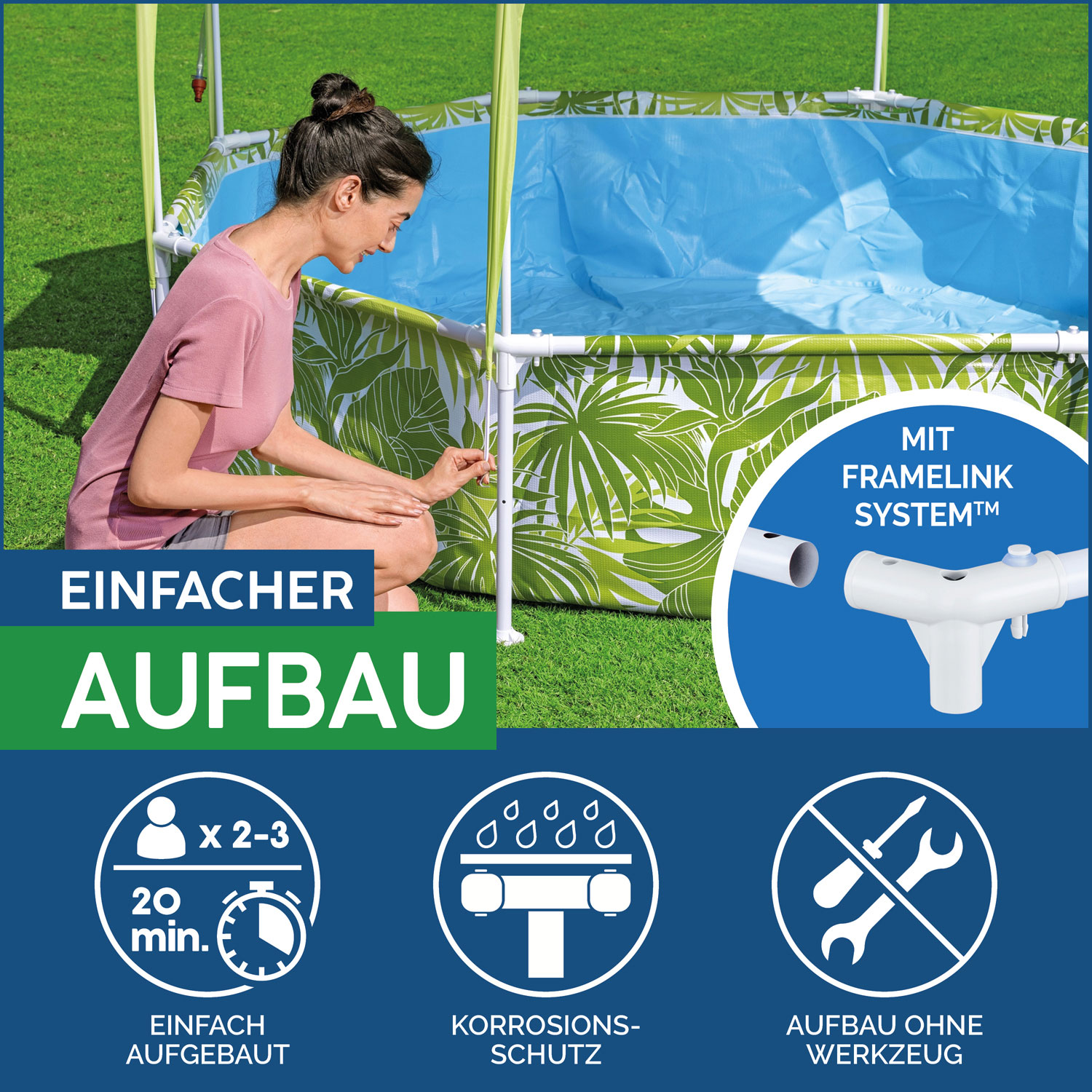Bestway Splash-in-Shade Pool 244 x 51 cm | Kinderpool mit Sonnendach 