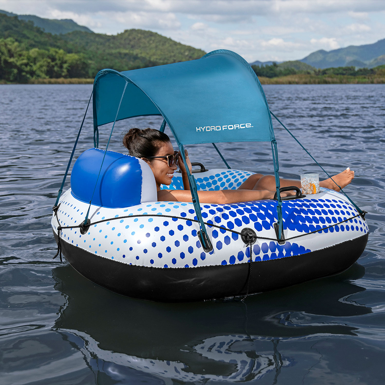 Bestway Schwimmring 123 x 123 x 51 cm Rapid Rider | mit Sonnendach