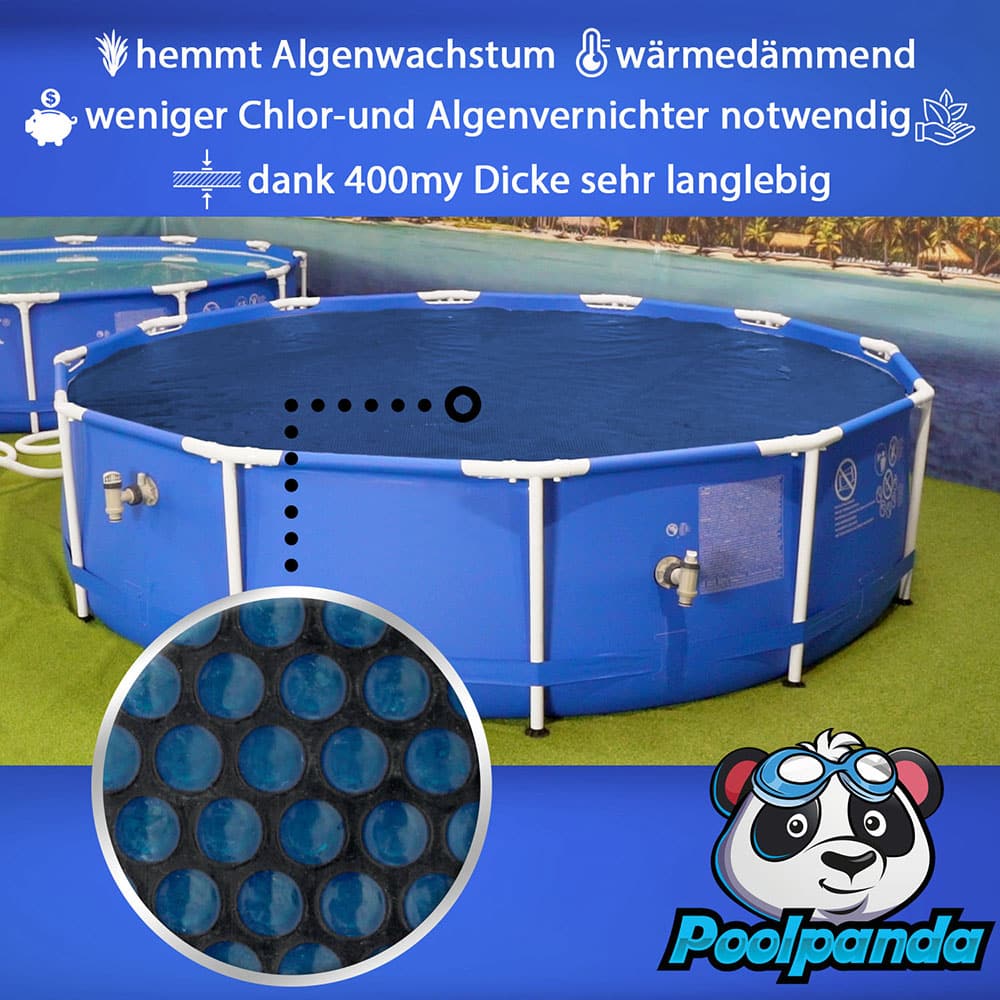 Poolpanda Pool Solarfolie 549 x 274 cm Premium rechteckig | schwarz/blau | 400 my | 12 mm Luftblasen