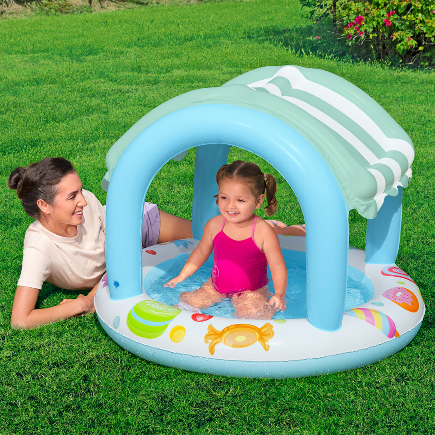 Bestway Planschbecken Ø 104 x 84 cm Sweet Shoppe | mit Sonnendach