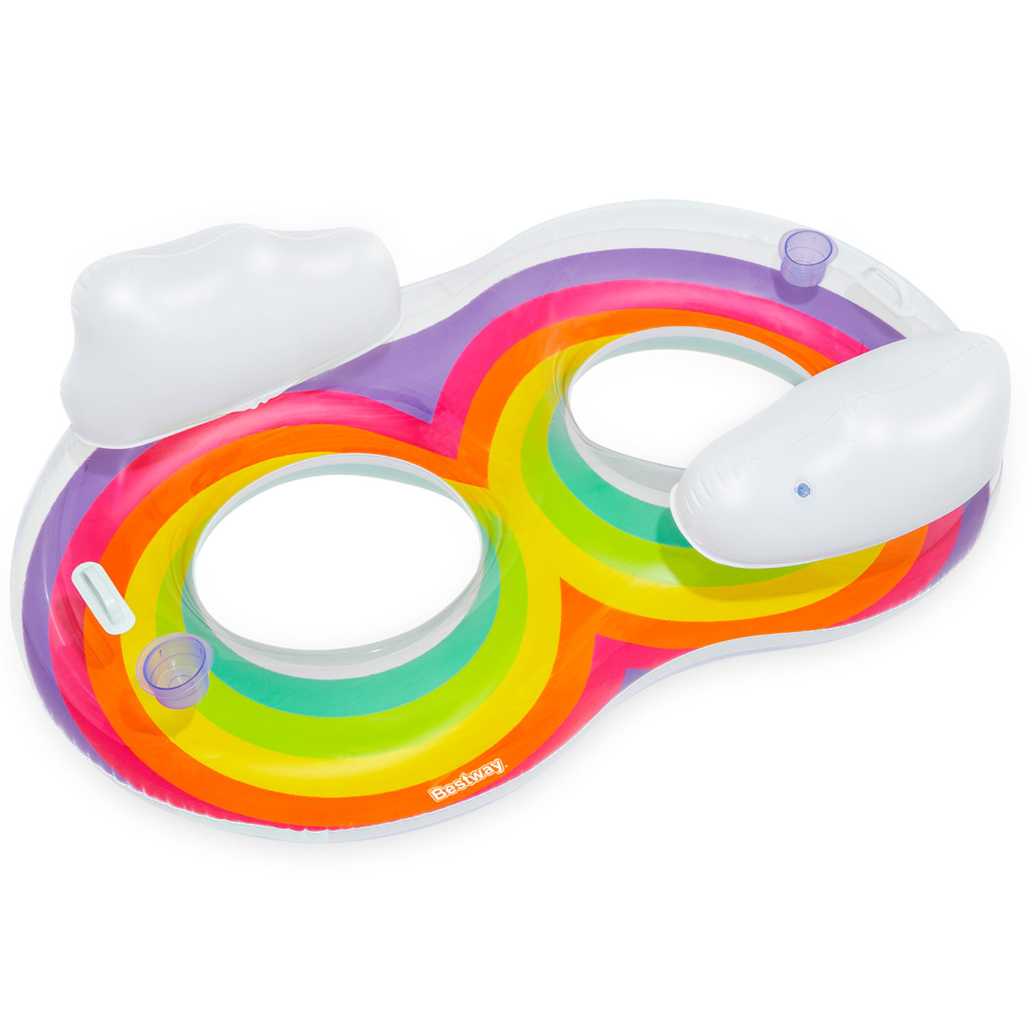 Bestway Schwimmring 186 x 116 cm Rainbow Dreams | für 2 Personen mit Kopfstütze