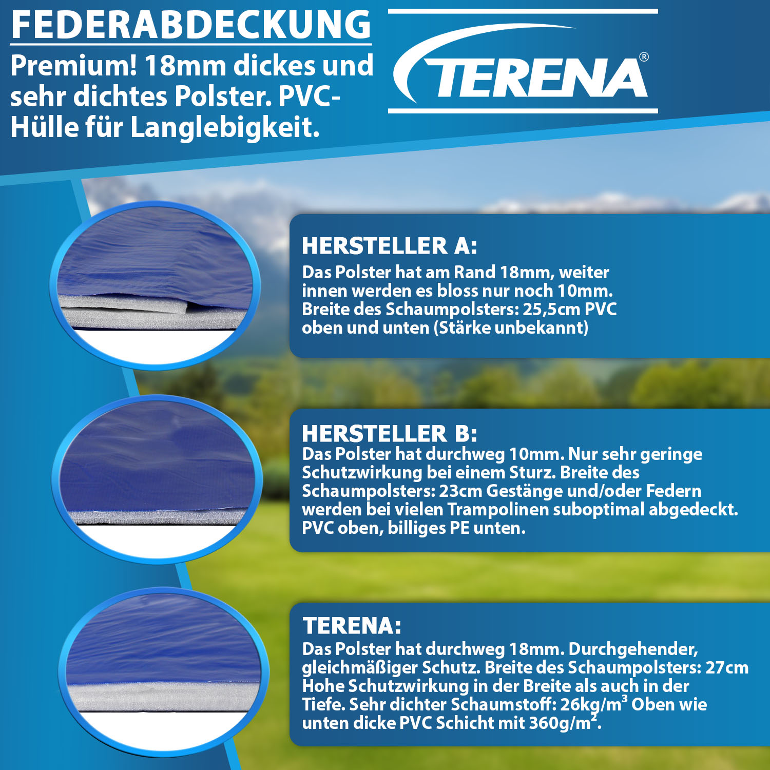 Terena Trampolin ø 305 cm mit Sicherheitsnetz | bis 150 kg