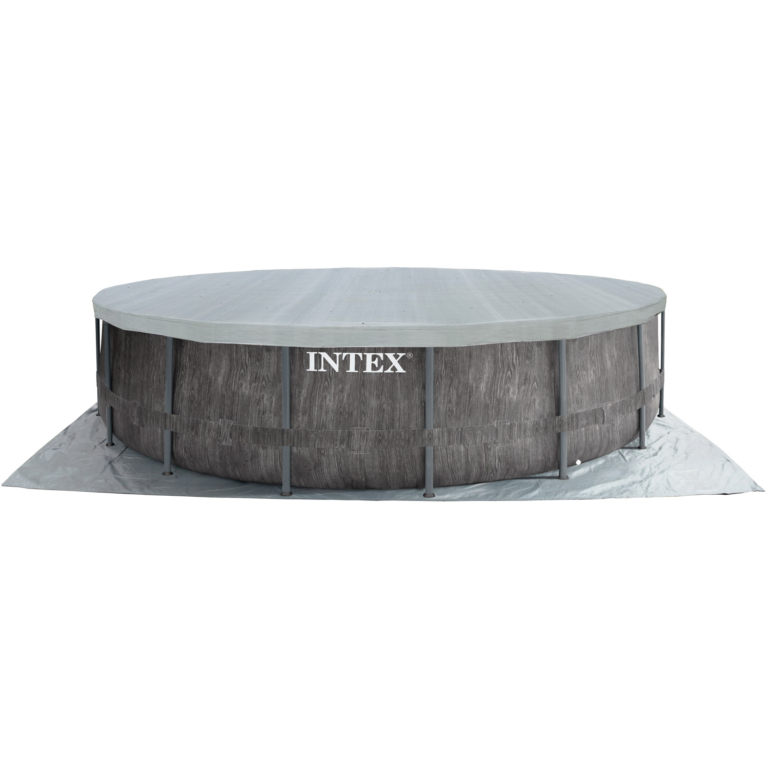 Intex Frame Pool 457 x 122 cm Komplettset Greywood | Rundpool mit Zubehör